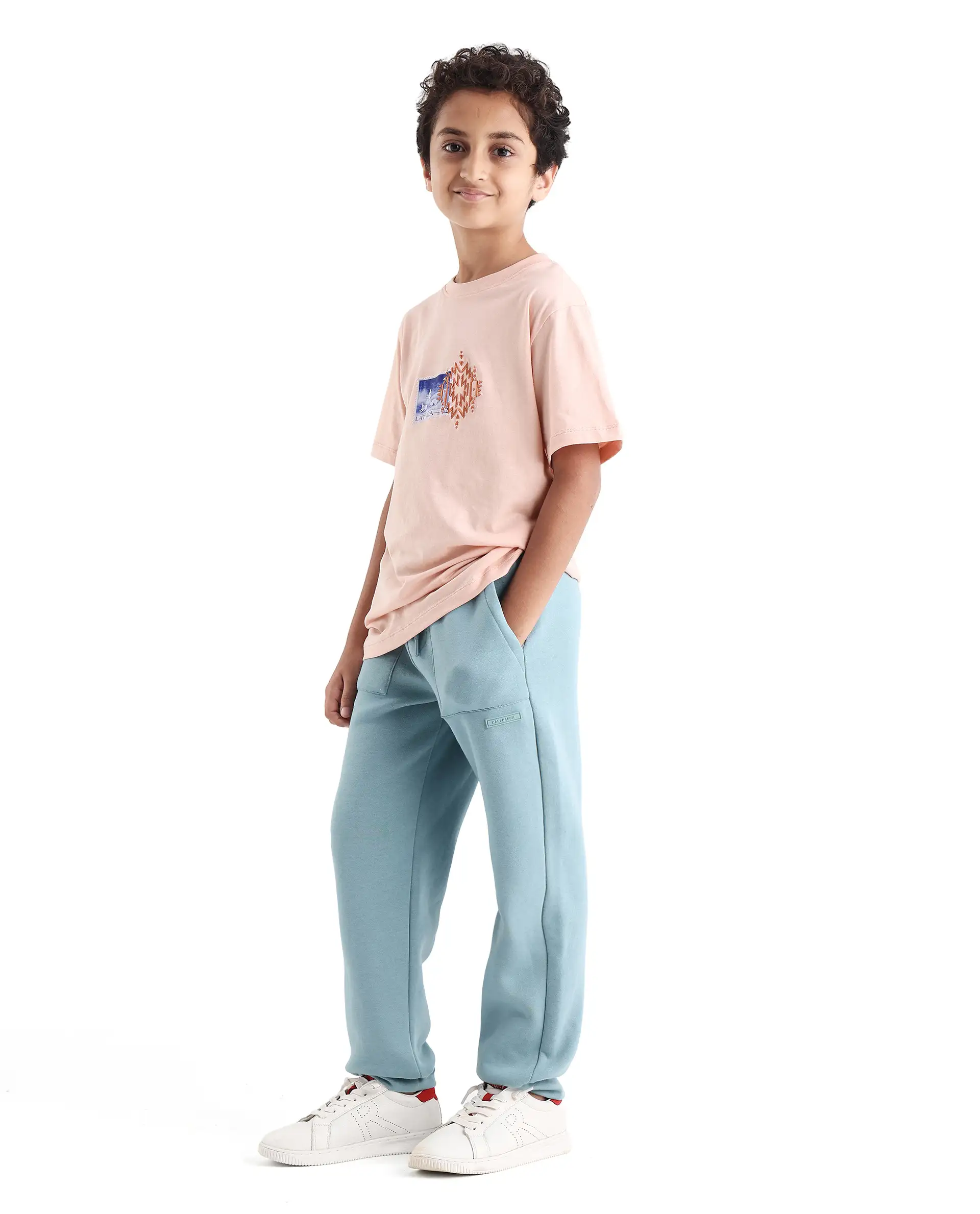 Rare Ones Kids Elio-B Light Blue Cotton Blend Regular Fit Trackpant - Image 5