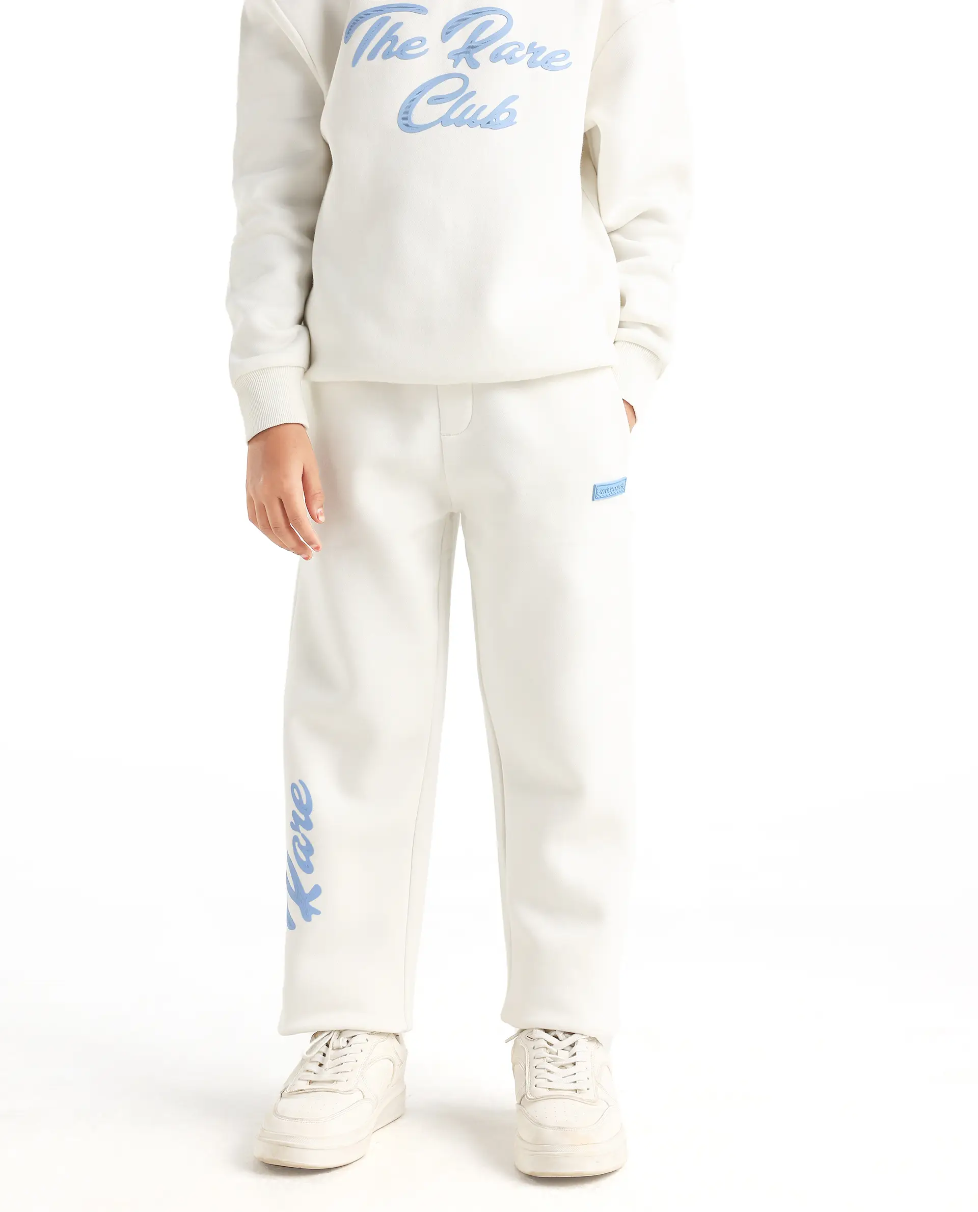 Rare Ones Kids Fabio-B Off White Cotton Blend Drawstring Closure Hd Print Straight Fit Trackpant - Image 2