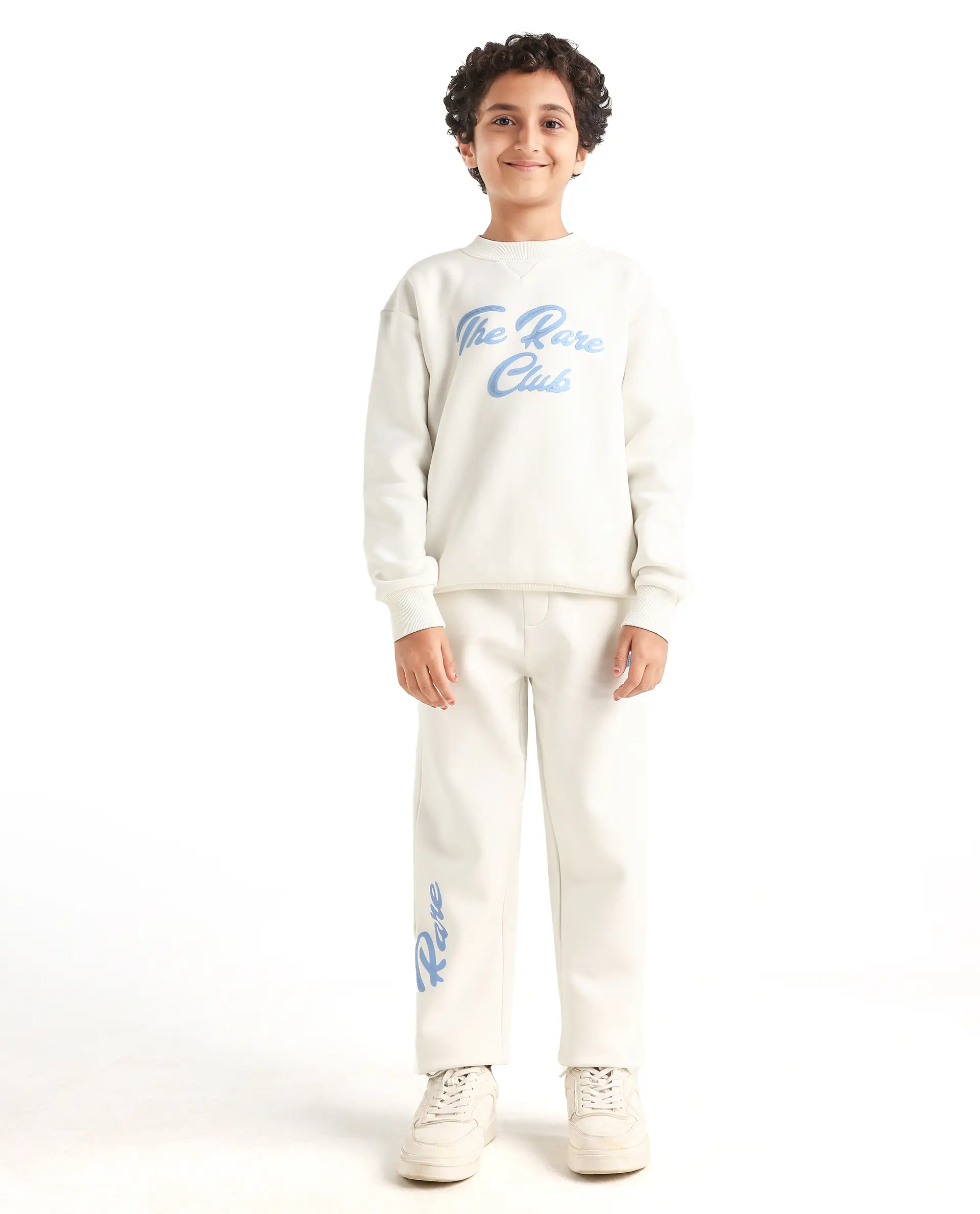 Rare Ones Kids Fabio-B Off White Cotton Blend Drawstring Closure Hd Print Straight Fit Trackpant - Image 3