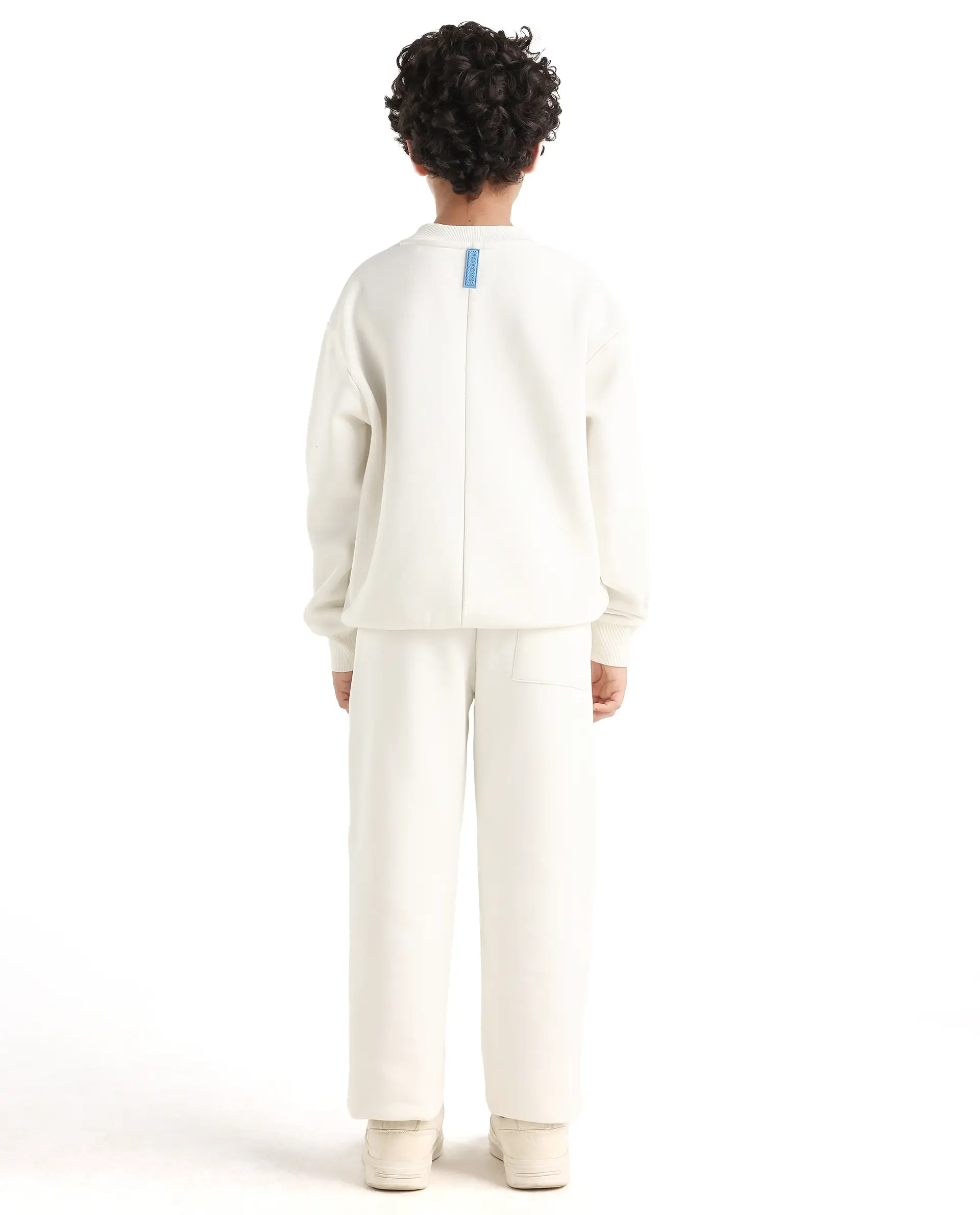 Rare Ones Kids Fabio-B Off White Cotton Blend Drawstring Closure Hd Print Straight Fit Trackpant - Image 8