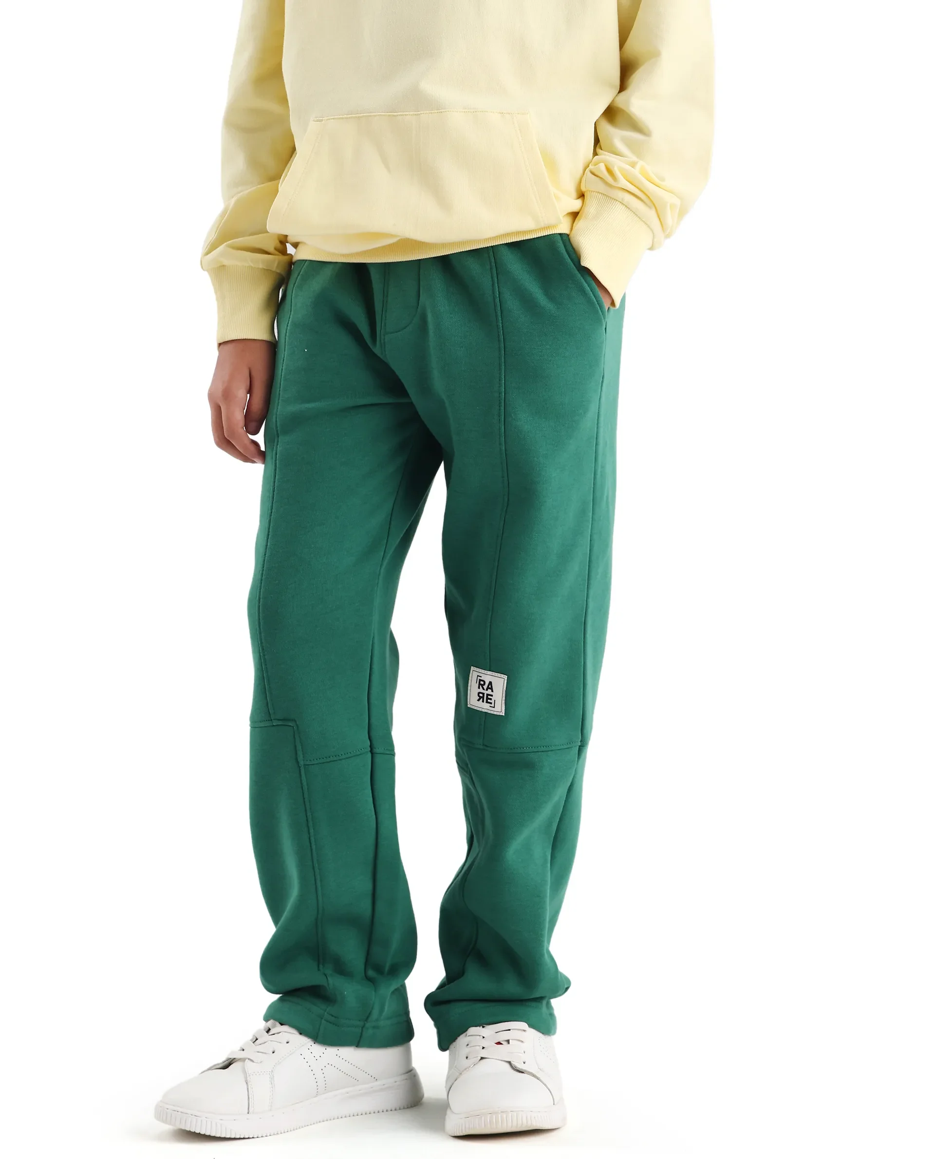 Rare Ones Kids Henry-B Pastel Green Cotton Blend Plain Regular Fit Trackpant - Image 2