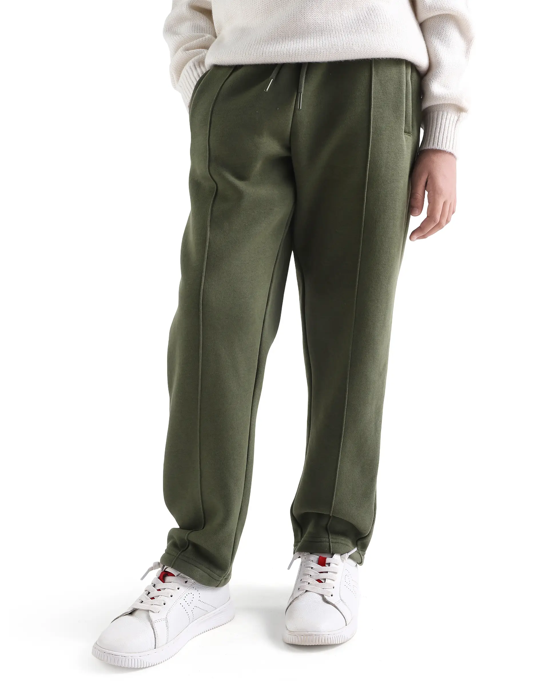 Rare Ones Kids Itali-B Olive Cotton Blend Drawsring Closure Straight Fit Trackpant - Image 2