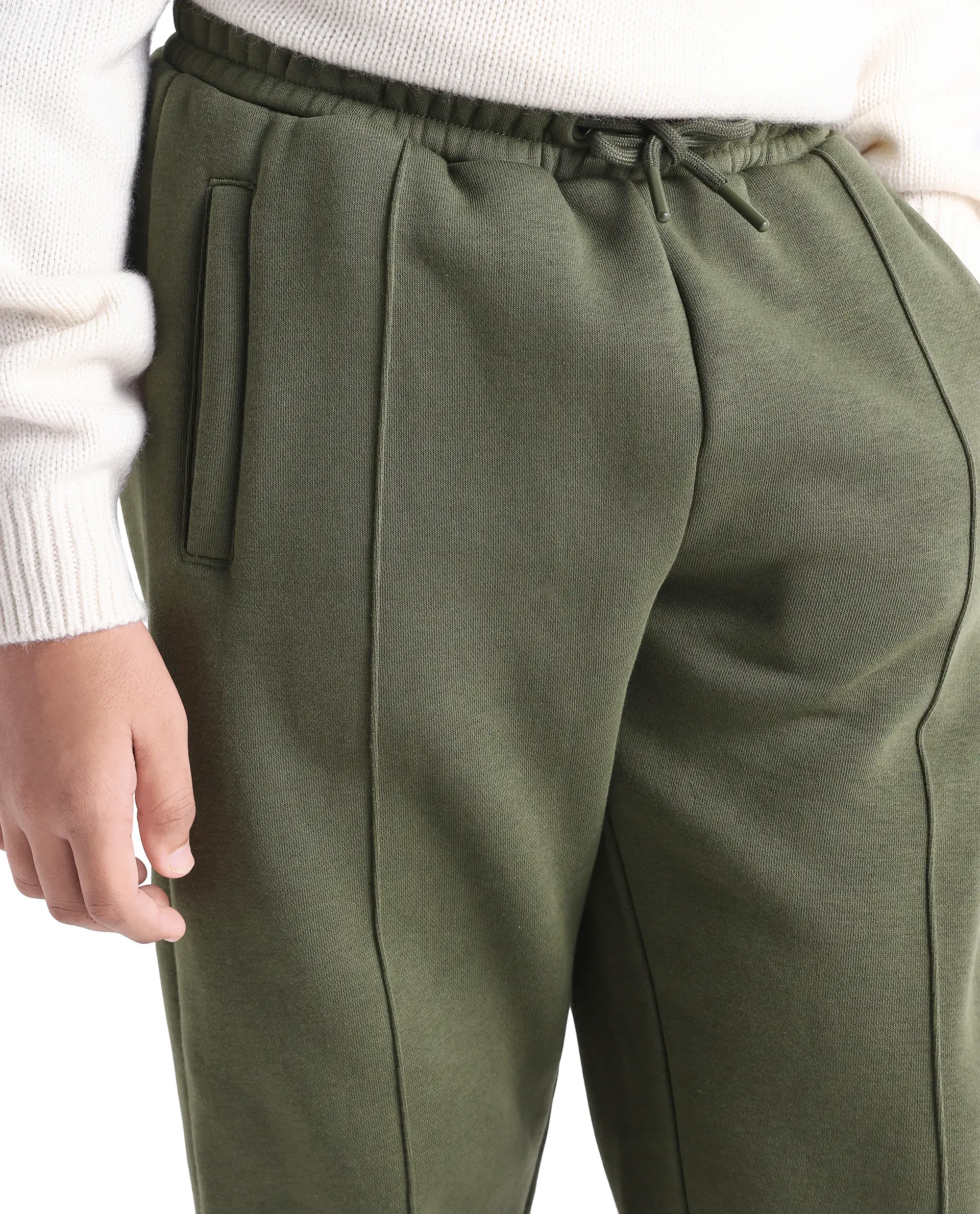 Rare Ones Kids Itali-B Olive Cotton Blend Drawsring Closure Straight Fit Trackpant - Image 3