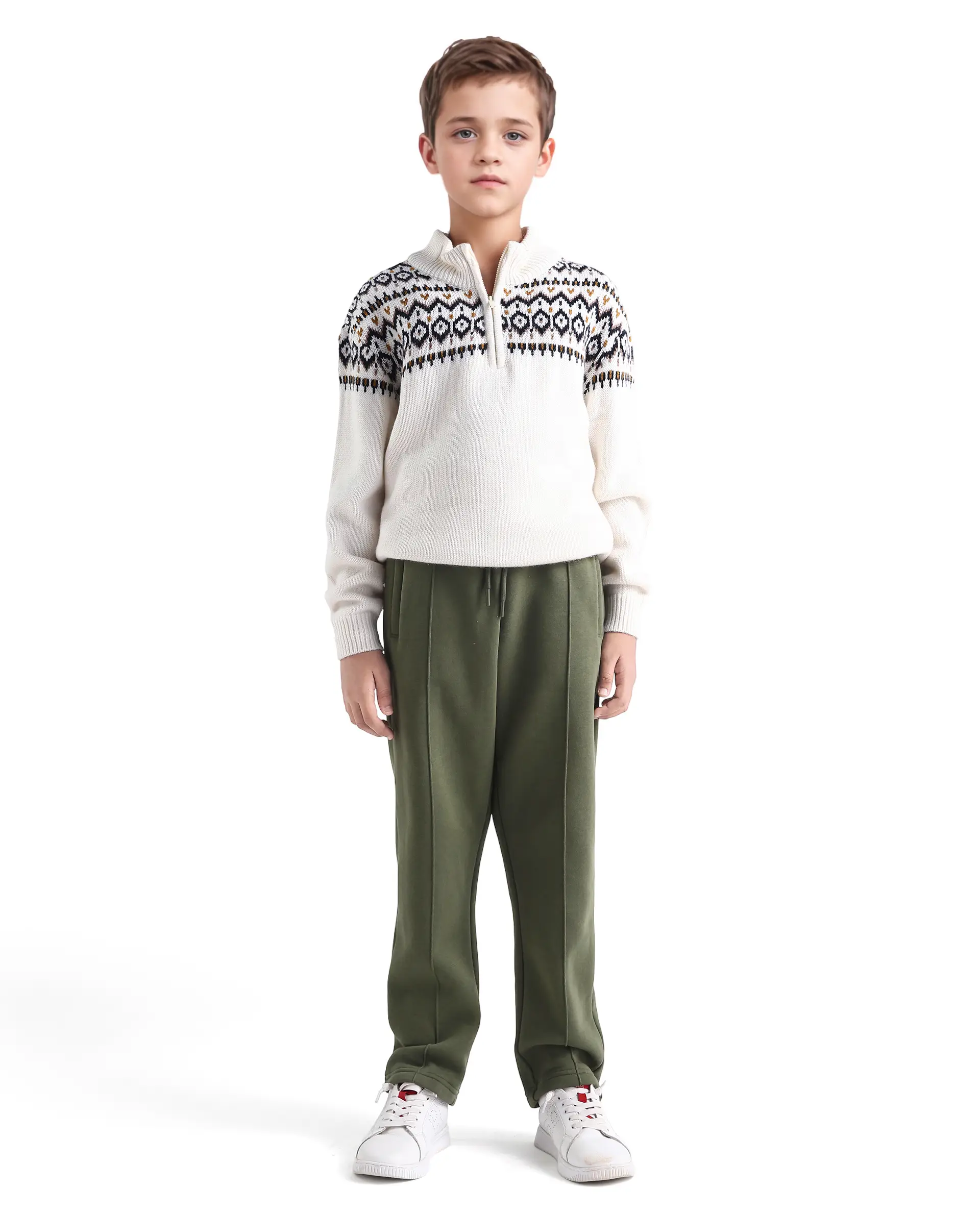 Rare Ones Kids Itali-B Olive Cotton Blend Drawsring Closure Straight Fit Trackpant - Image 4