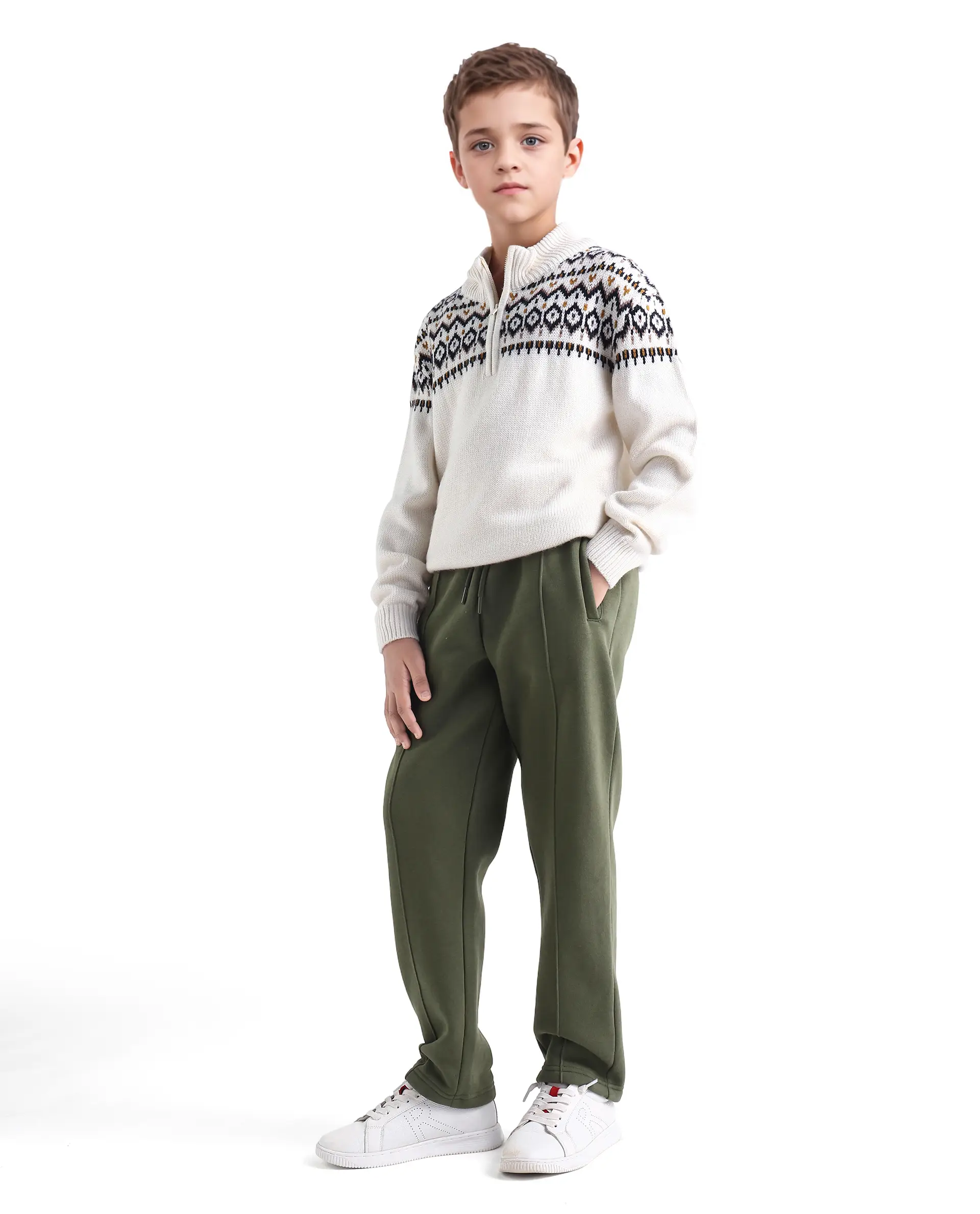 Rare Ones Kids Itali-B Olive Cotton Blend Drawsring Closure Straight Fit Trackpant - Image 5