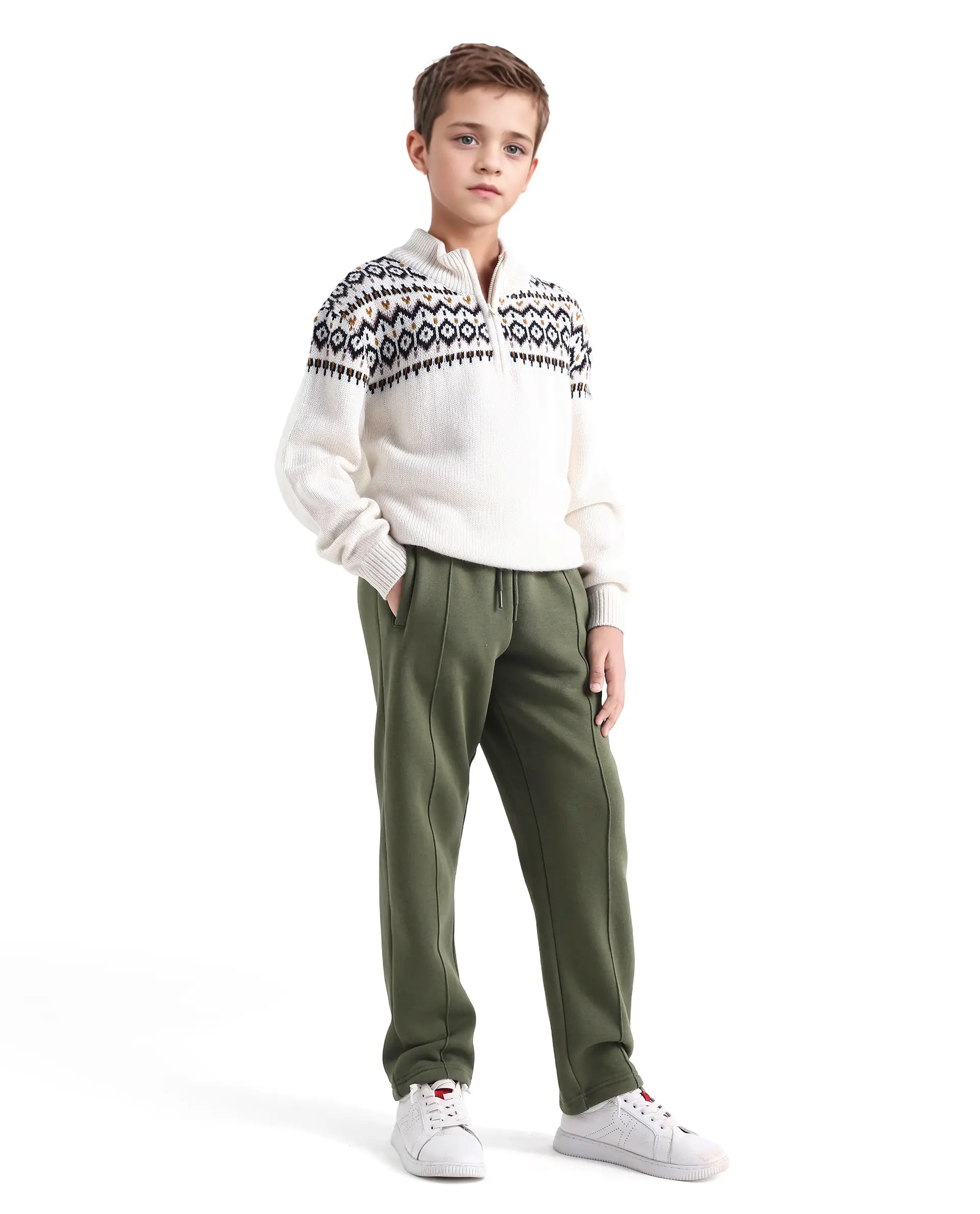 Rare Ones Kids Itali-B Olive Cotton Blend Drawsring Closure Straight Fit Trackpant - Image 6
