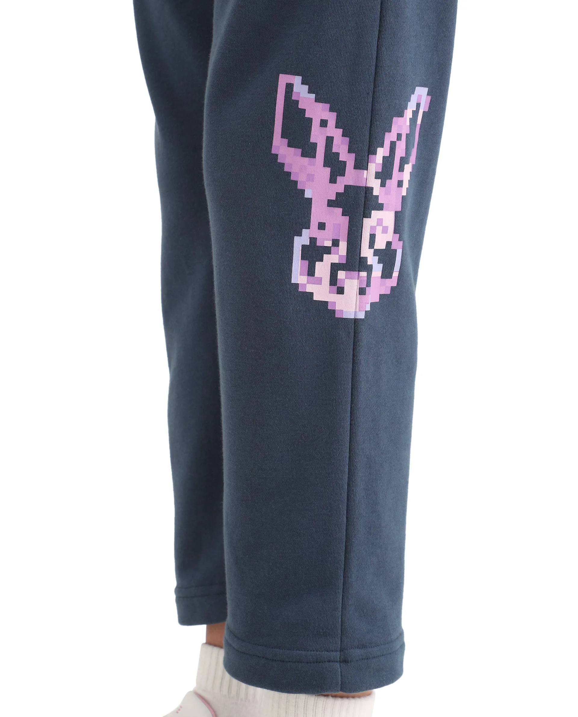 Rare Ones Kids Iver-B Navy Cotton Blend Drawstring Pigment Print Straight Fit Trackpant - Image 5