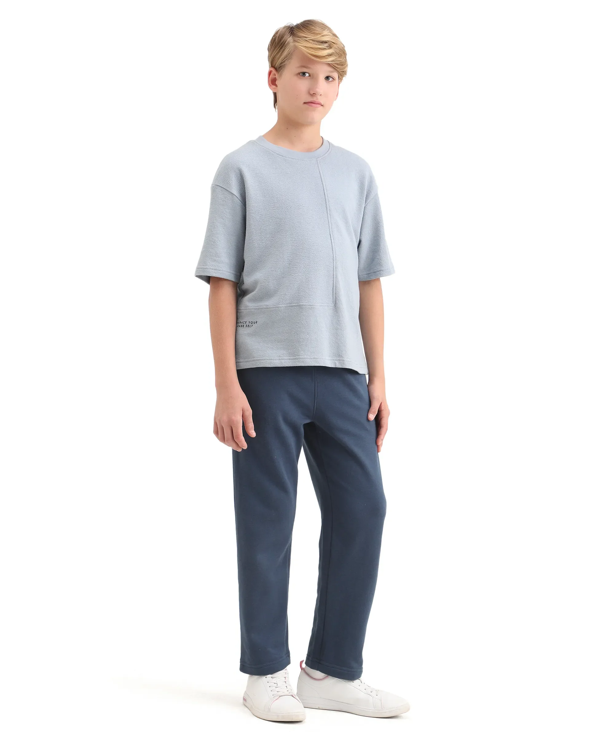 Rare Ones Kids Iver-B Navy Cotton Blend Drawstring Pigment Print Straight Fit Trackpant - Image 8