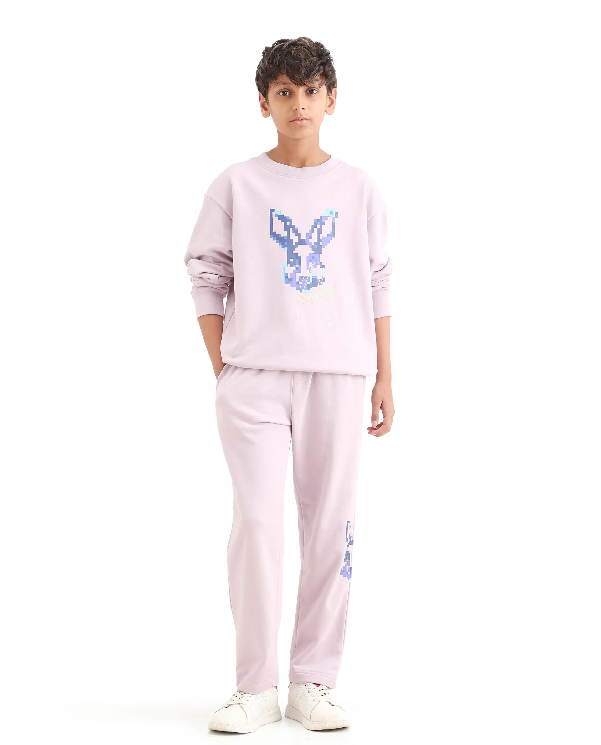 Rare Ones Kids Iver-B Pastel Purple Cotton Blend Drawstring Straight Fit Trackpant - Image 2