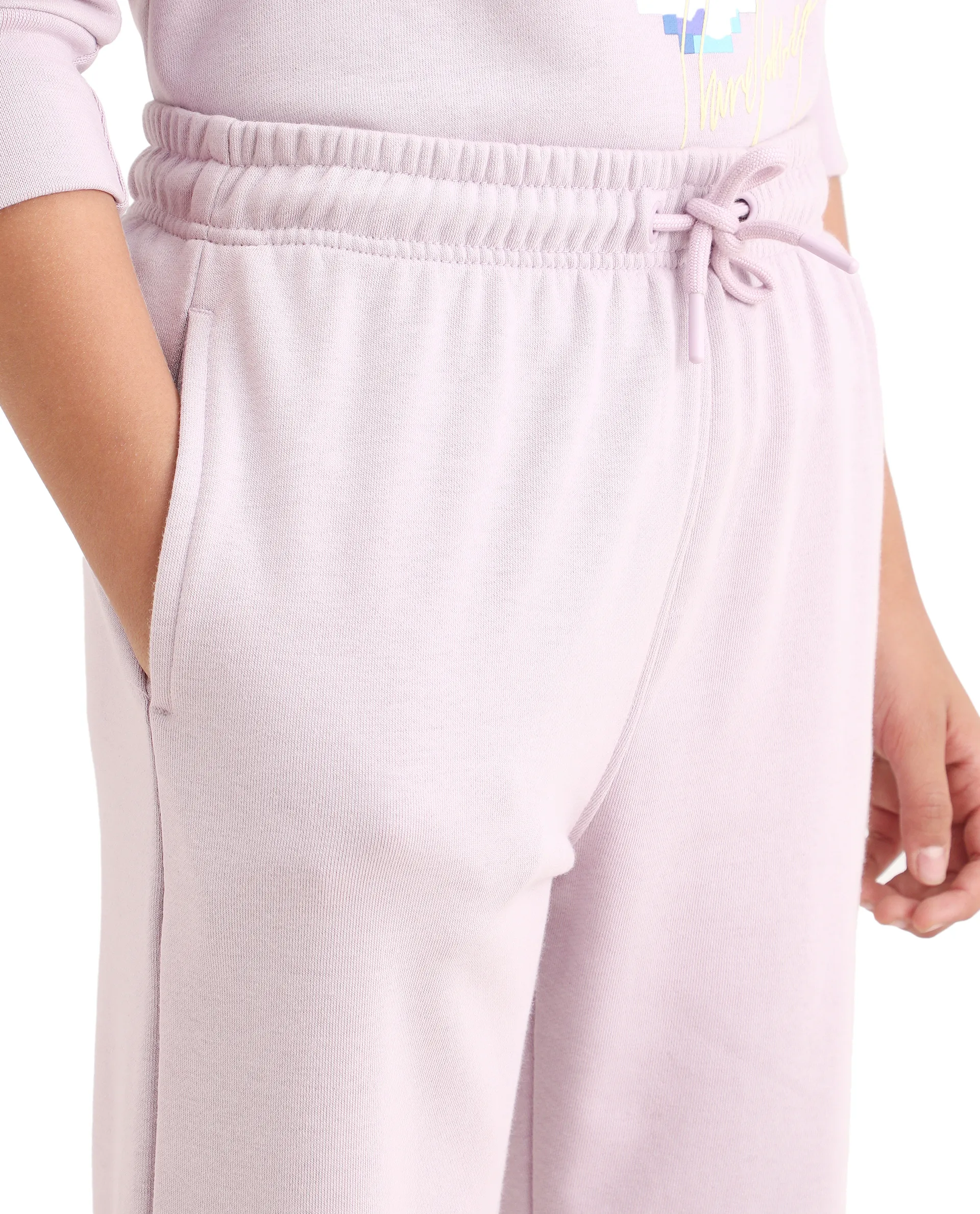 Rare Ones Kids Iver-B Pastel Purple Cotton Blend Drawstring Straight Fit Trackpant - Image 3