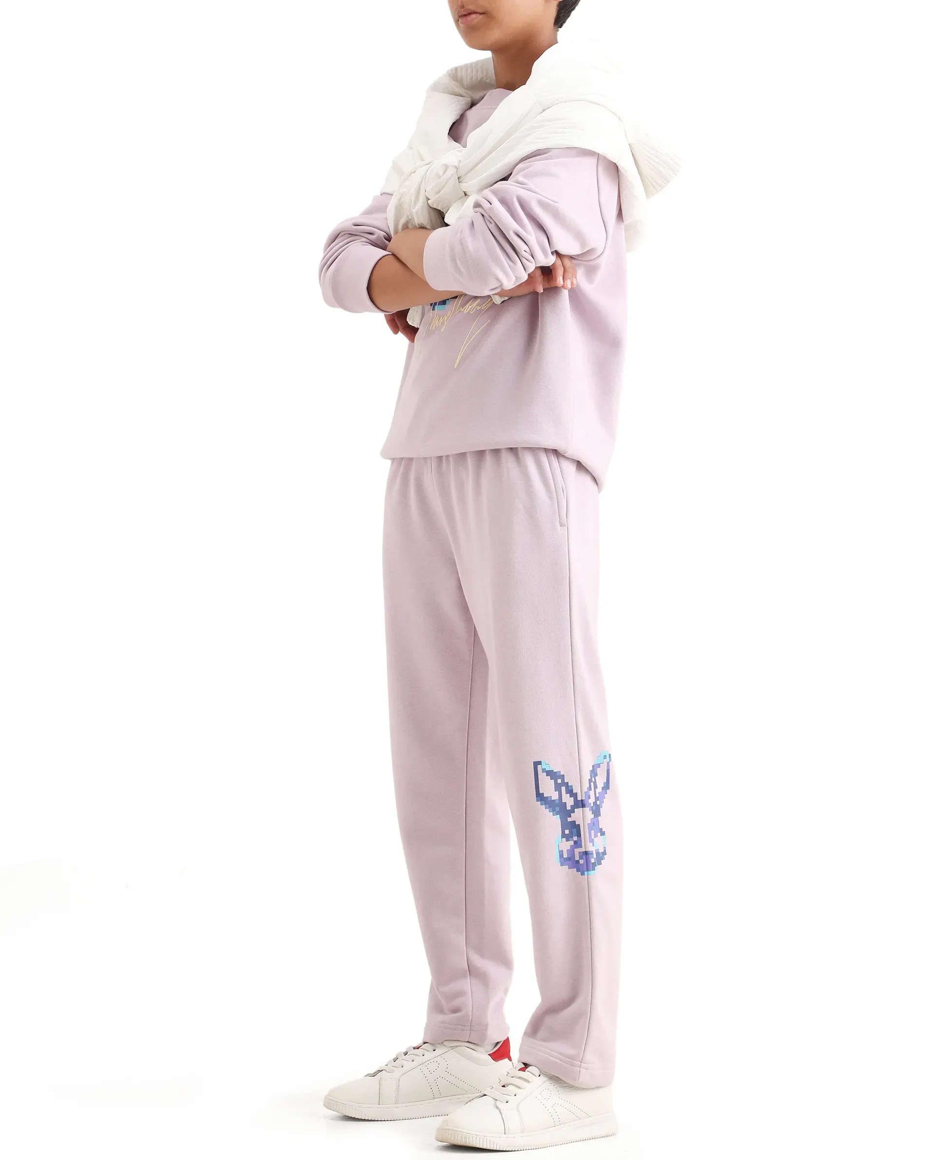 Rare Ones Kids Iver-B Pastel Purple Cotton Blend Drawstring Straight Fit Trackpant - Image 5
