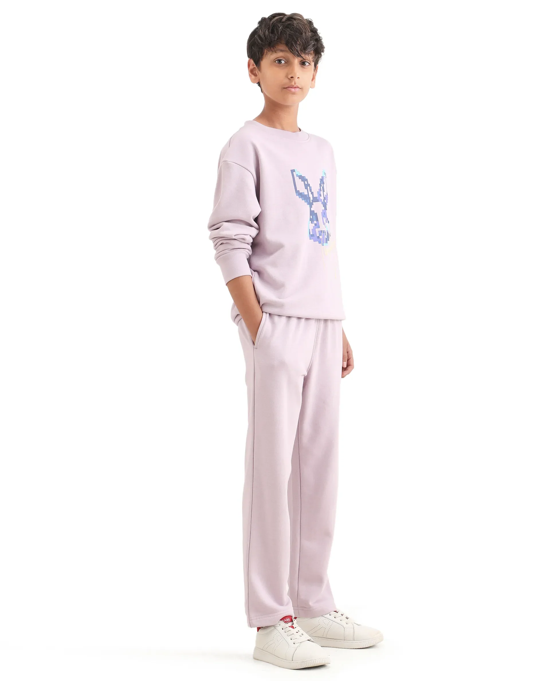 Rare Ones Kids Iver-B Pastel Purple Cotton Blend Drawstring Straight Fit Trackpant - Image 6