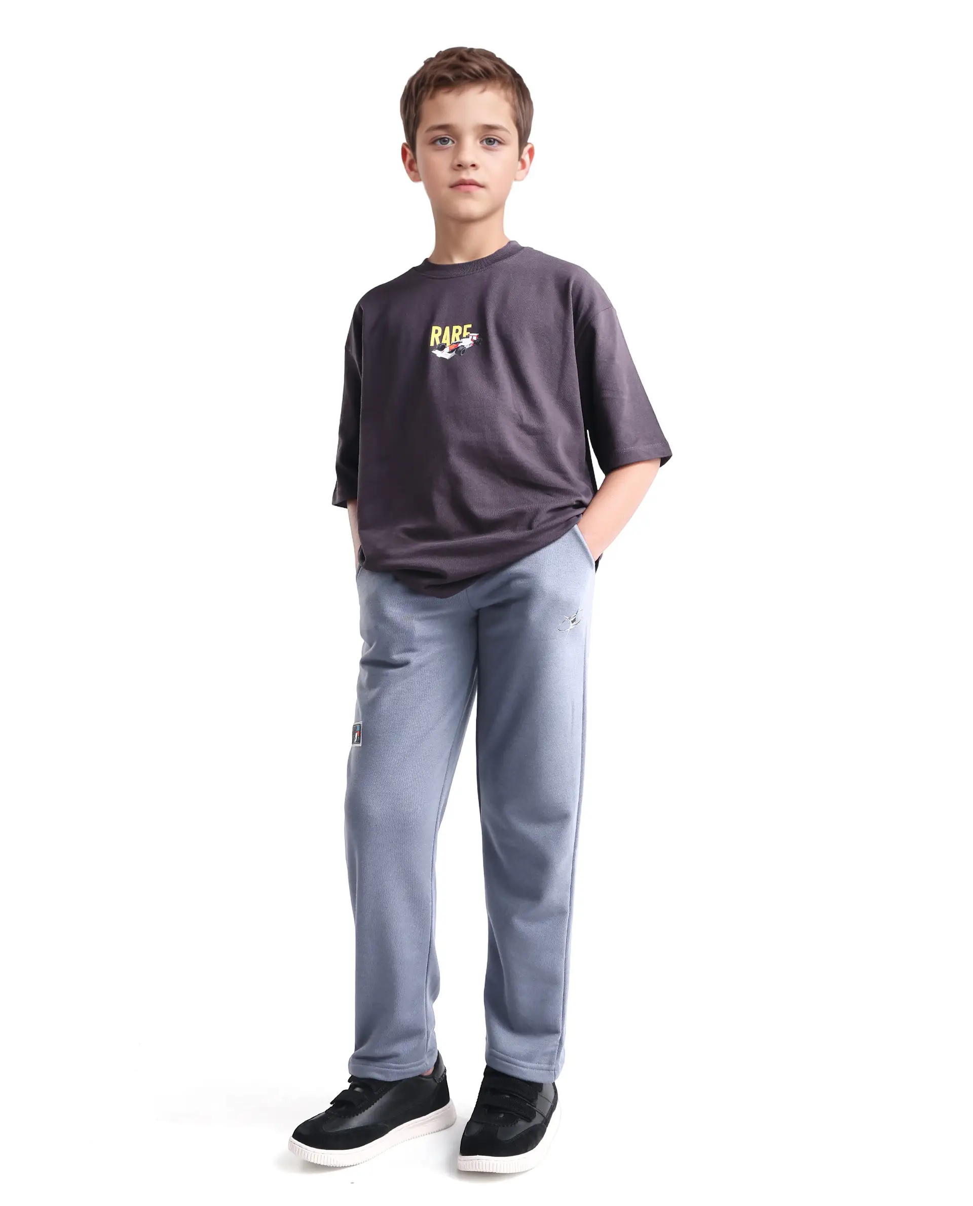 Rare Ones Kids Jag-B Dusky Purple Cotton Blend Pigment Print Straight Fit Trackpant - Image 3