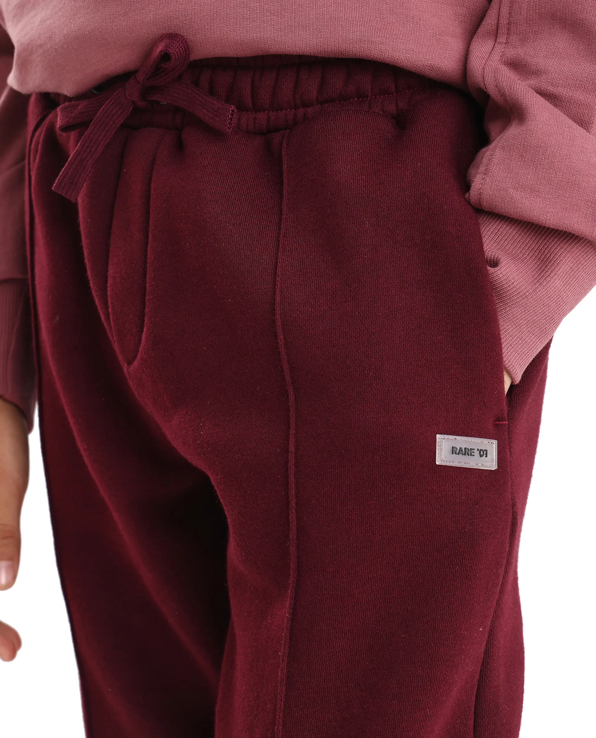 Rare Ones Kids Kaye-B Maroon Cotton Blend Drawstring Closure Regular Fit Trackpant - Image 4