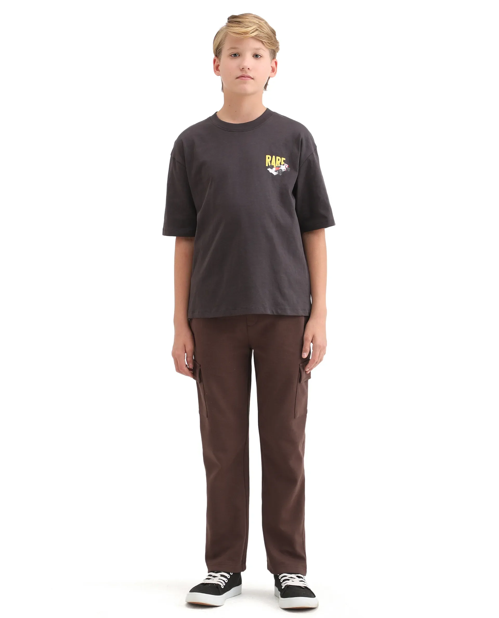 Rare Ones Kids Nitro-B Brown Cotton Blend Plain Regular Fit Trackpant - Image 4