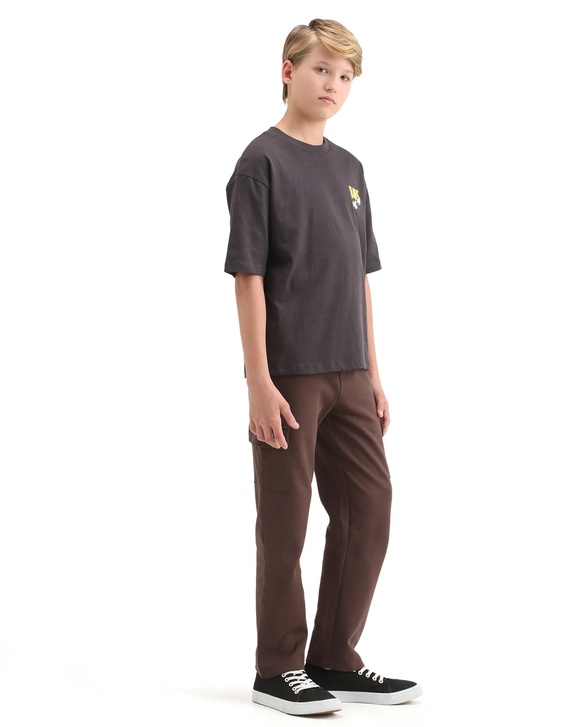 Rare Ones Kids Nitro-B Brown Cotton Blend Plain Regular Fit Trackpant - Image 6