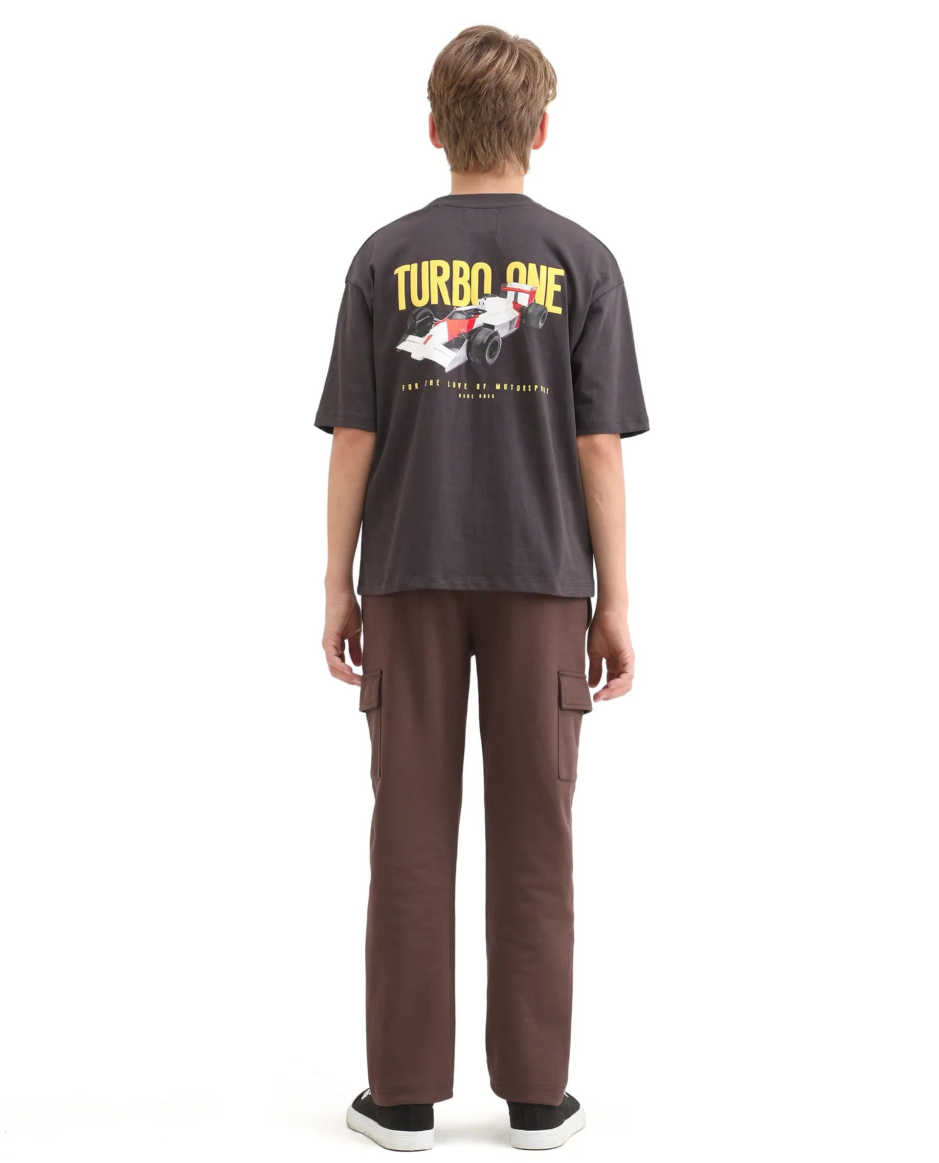 Rare Ones Kids Nitro-B Brown Cotton Blend Plain Regular Fit Trackpant - Image 7