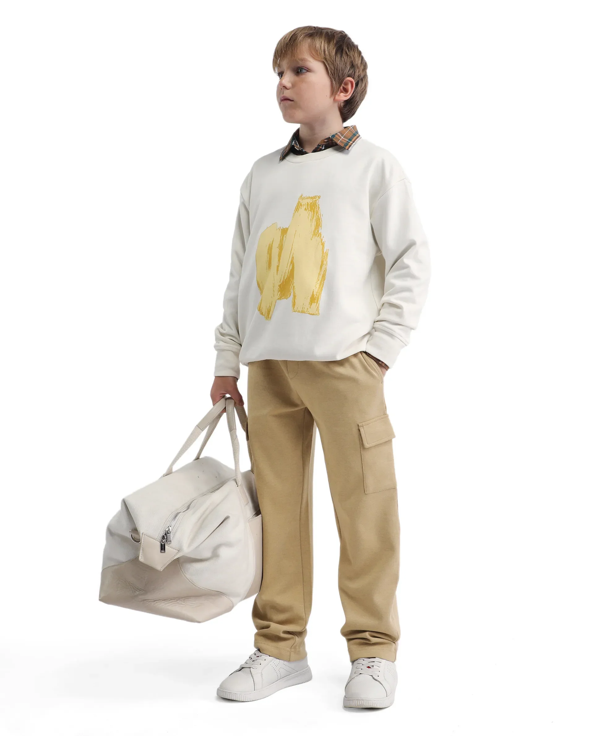 Rare Ones Kids Nitro-B Tan Cotton Blend Plain Regular Fit Trackpant - Image 3
