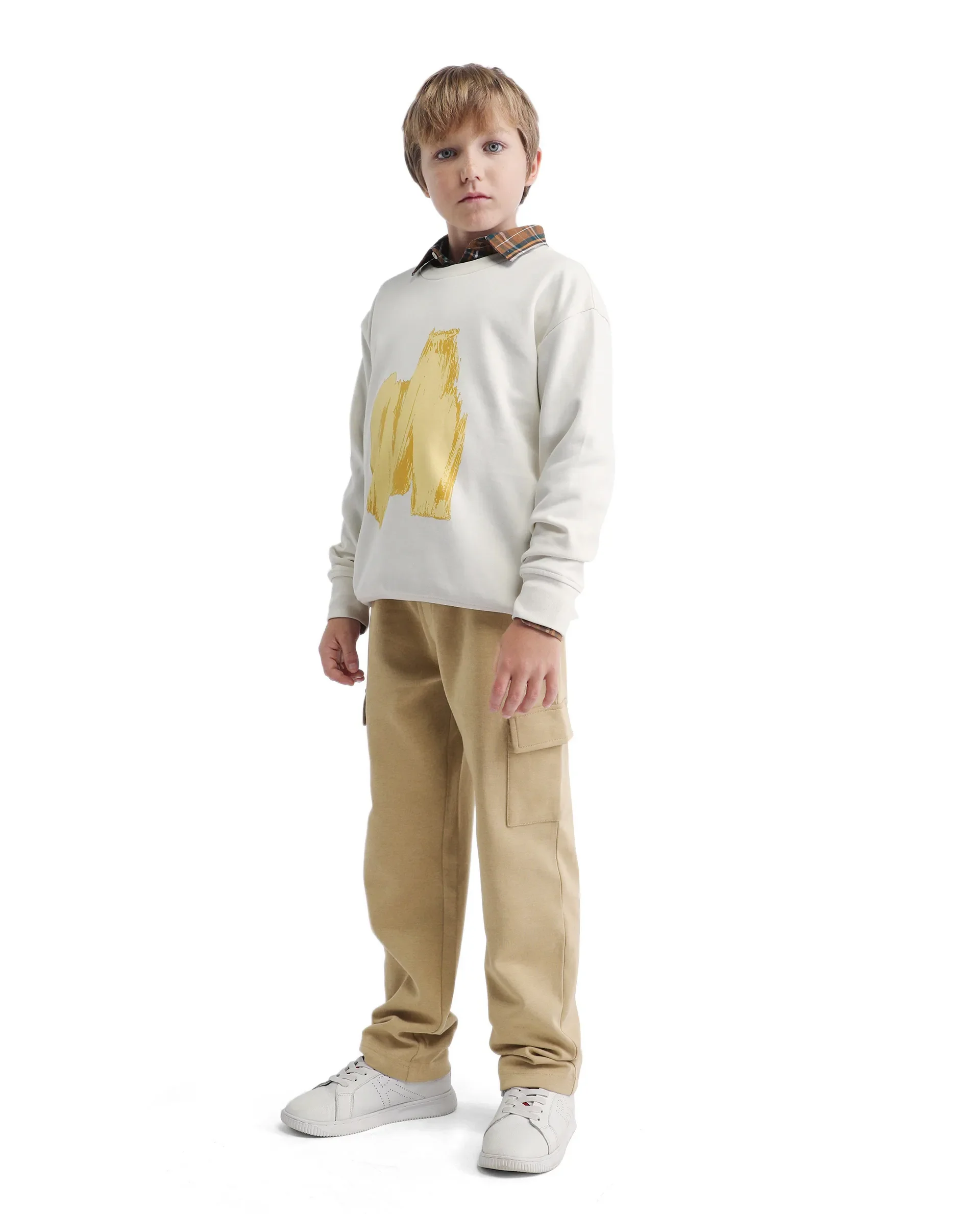 Rare Ones Kids Nitro-B Tan Cotton Blend Plain Regular Fit Trackpant - Image 5