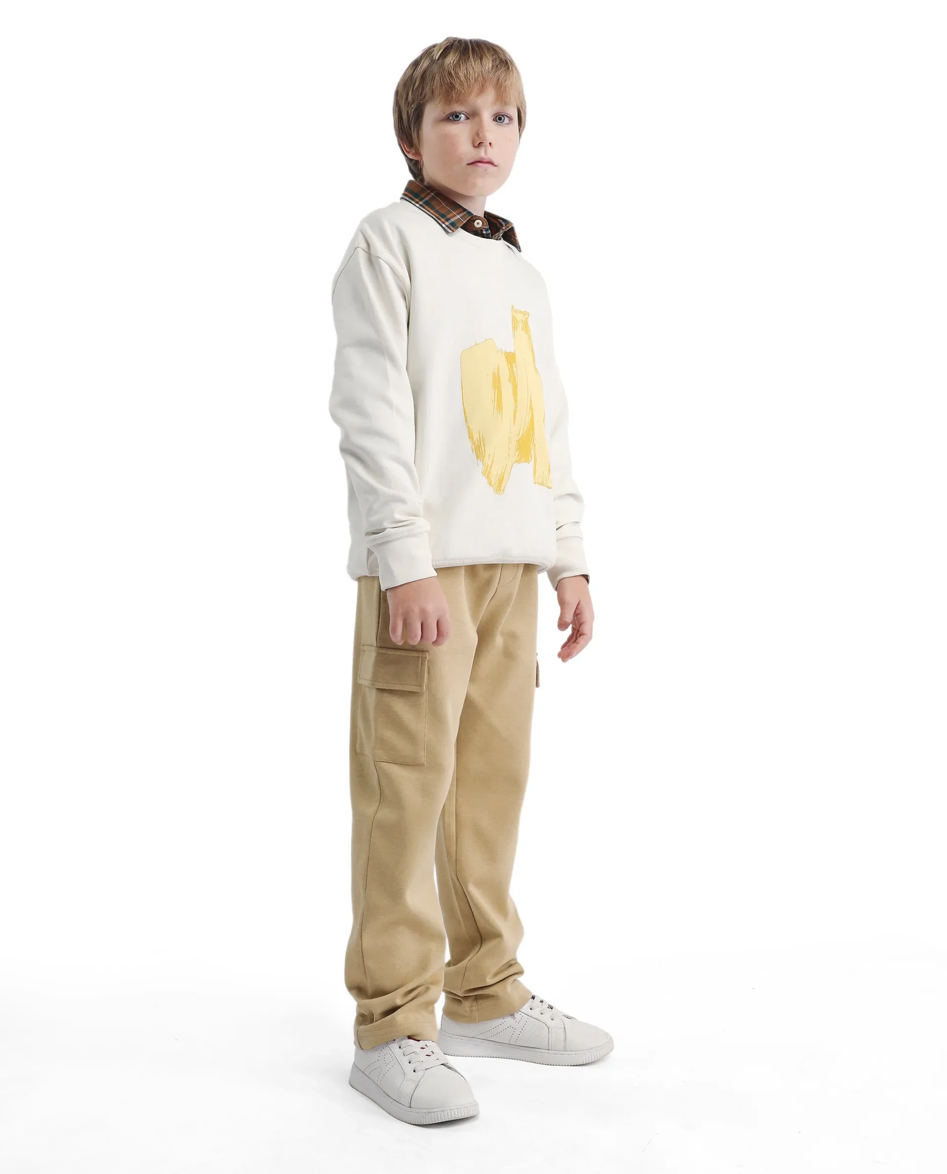 Rare Ones Kids Nitro-B Tan Cotton Blend Plain Regular Fit Trackpant - Image 6