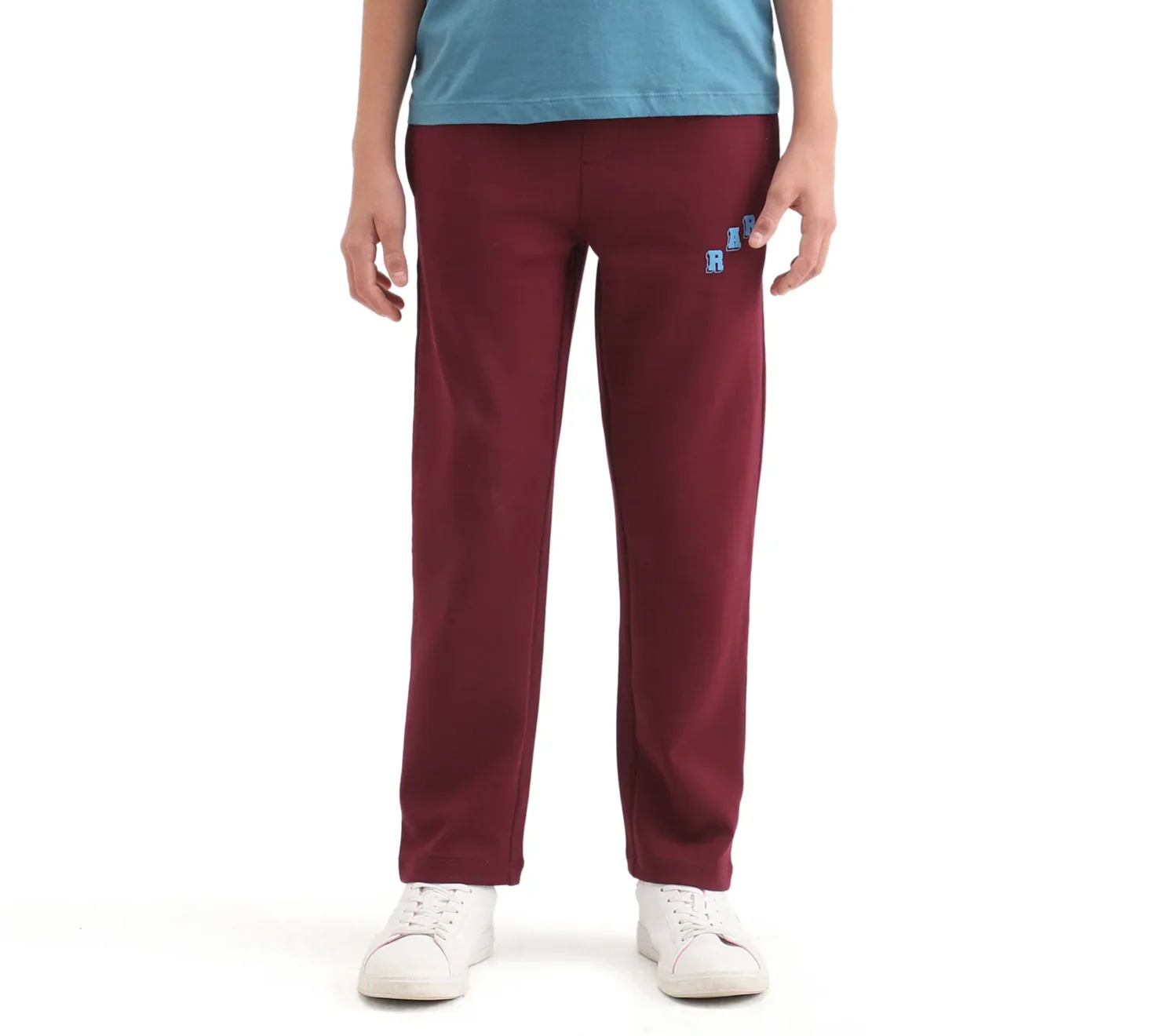 Rare Ones Kids Onyx-B Maroon Cotton Blend Drawstring Closure Graphic Print Straight Fit Trackpant - Image 2