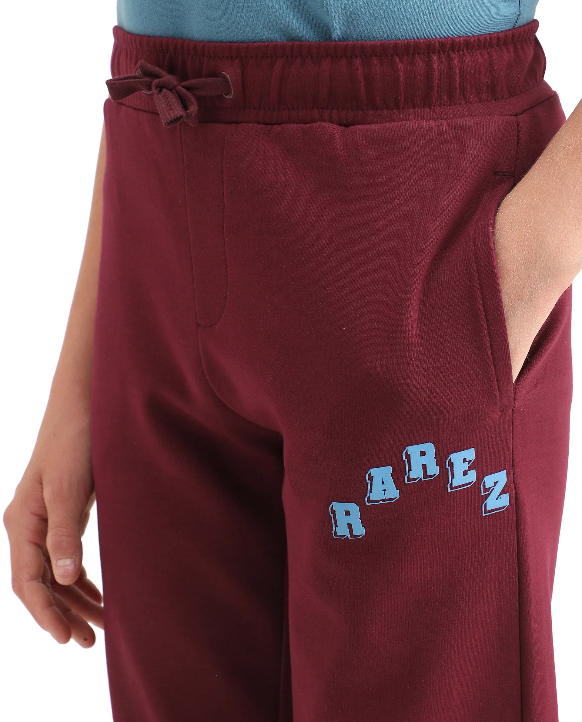 Rare Ones Kids Onyx-B Maroon Cotton Blend Drawstring Closure Graphic Print Straight Fit Trackpant - Image 4