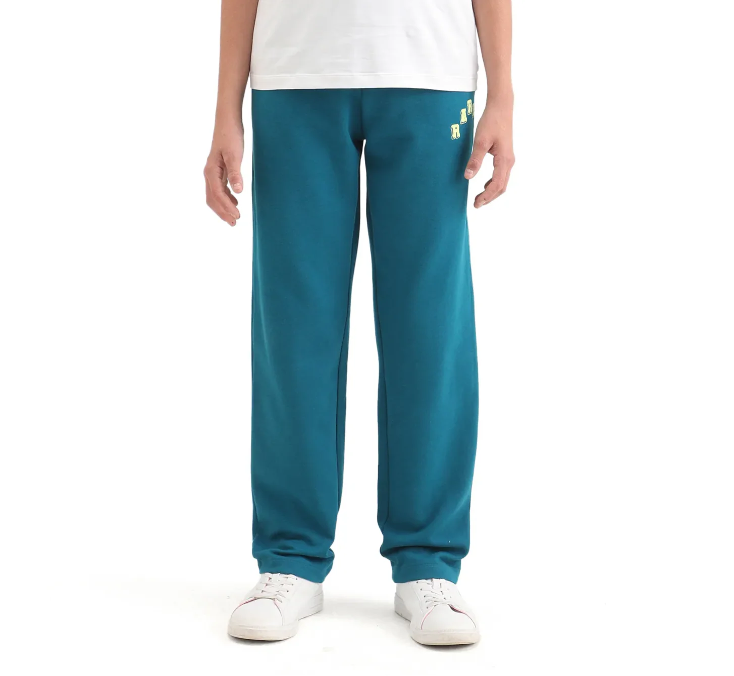Rare Ones Kids Onyx-B Teal Cotton Blend Drawstring Closure Solid Straight Fit Trackpant - Image 2