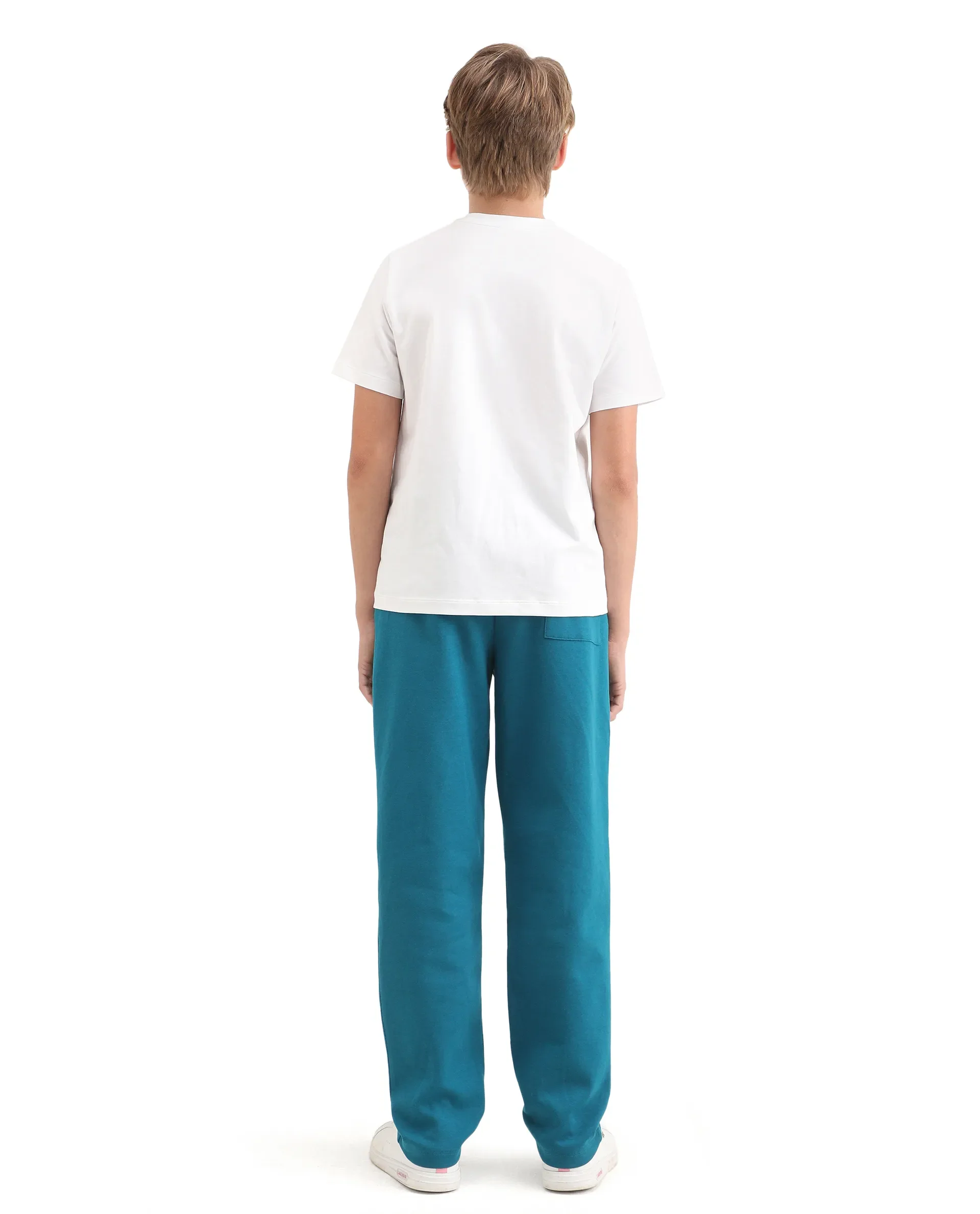 Rare Ones Kids Onyx-B Teal Cotton Blend Drawstring Closure Solid Straight Fit Trackpant - Image 8
