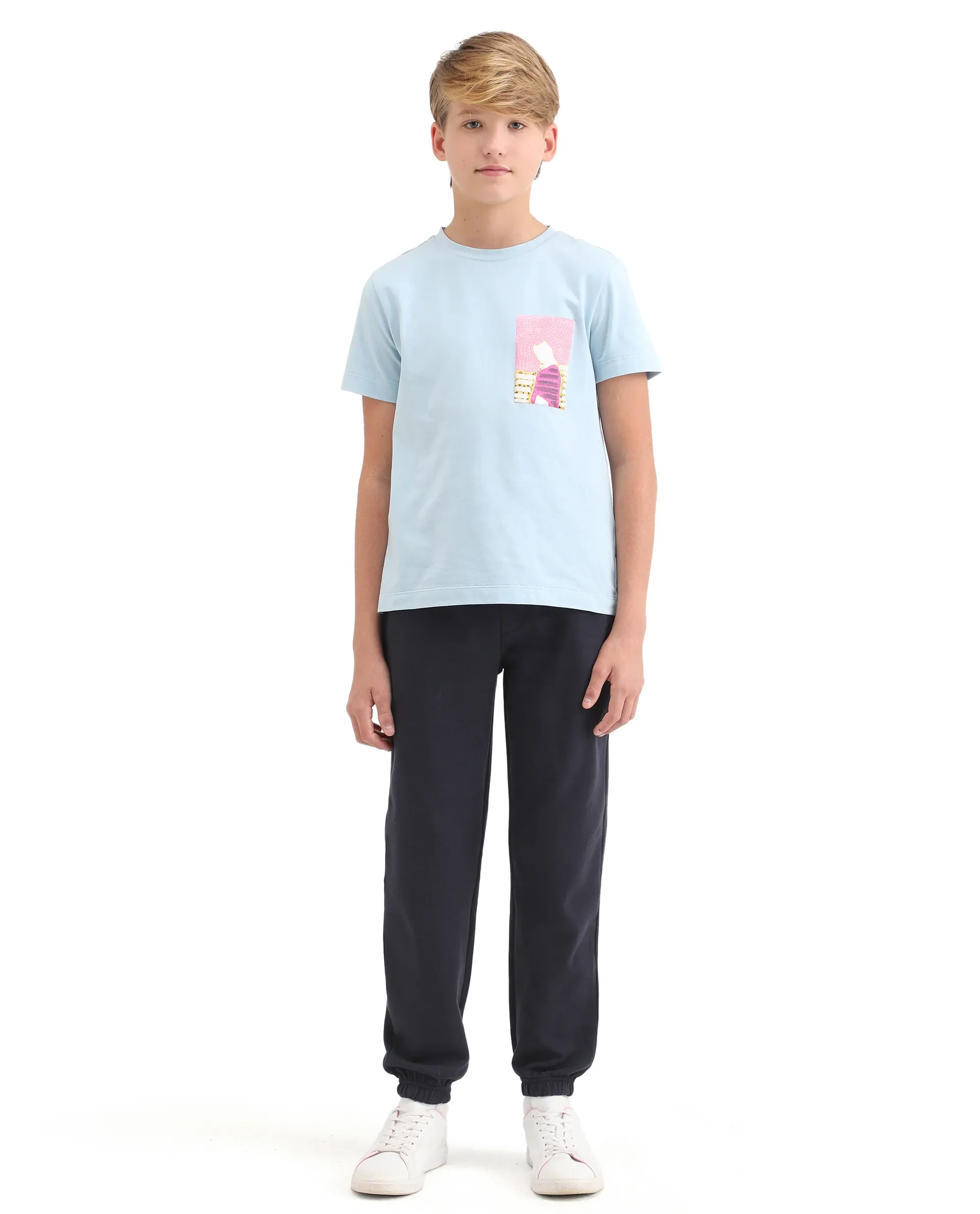 Rare Ones Kids Raven-B Navy Cotton Blend Drawstring Closure Pigment Print Regular Fit Trackpant - Image 3