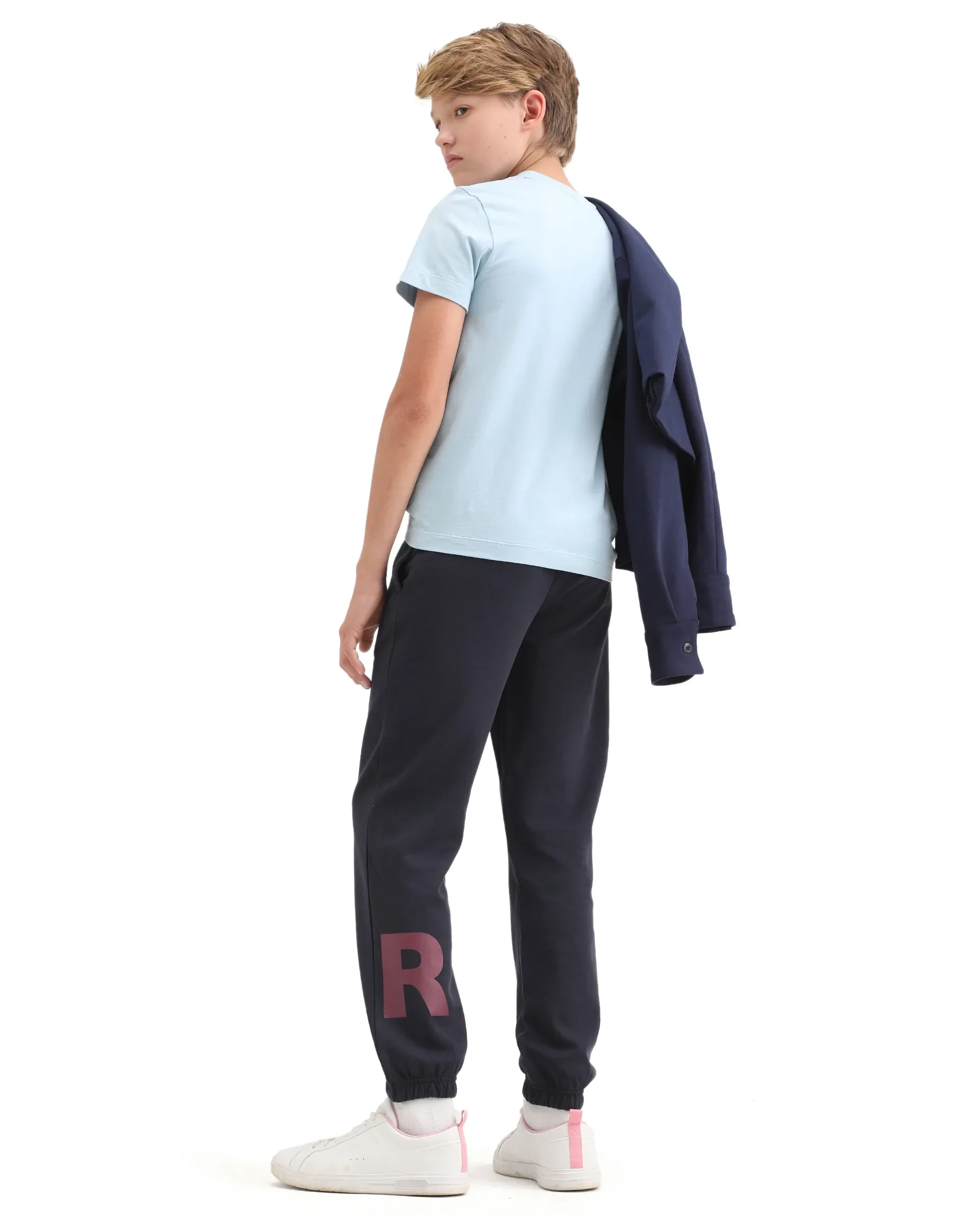 Rare Ones Kids Raven-B Navy Cotton Blend Drawstring Closure Pigment Print Regular Fit Trackpant - Image 5