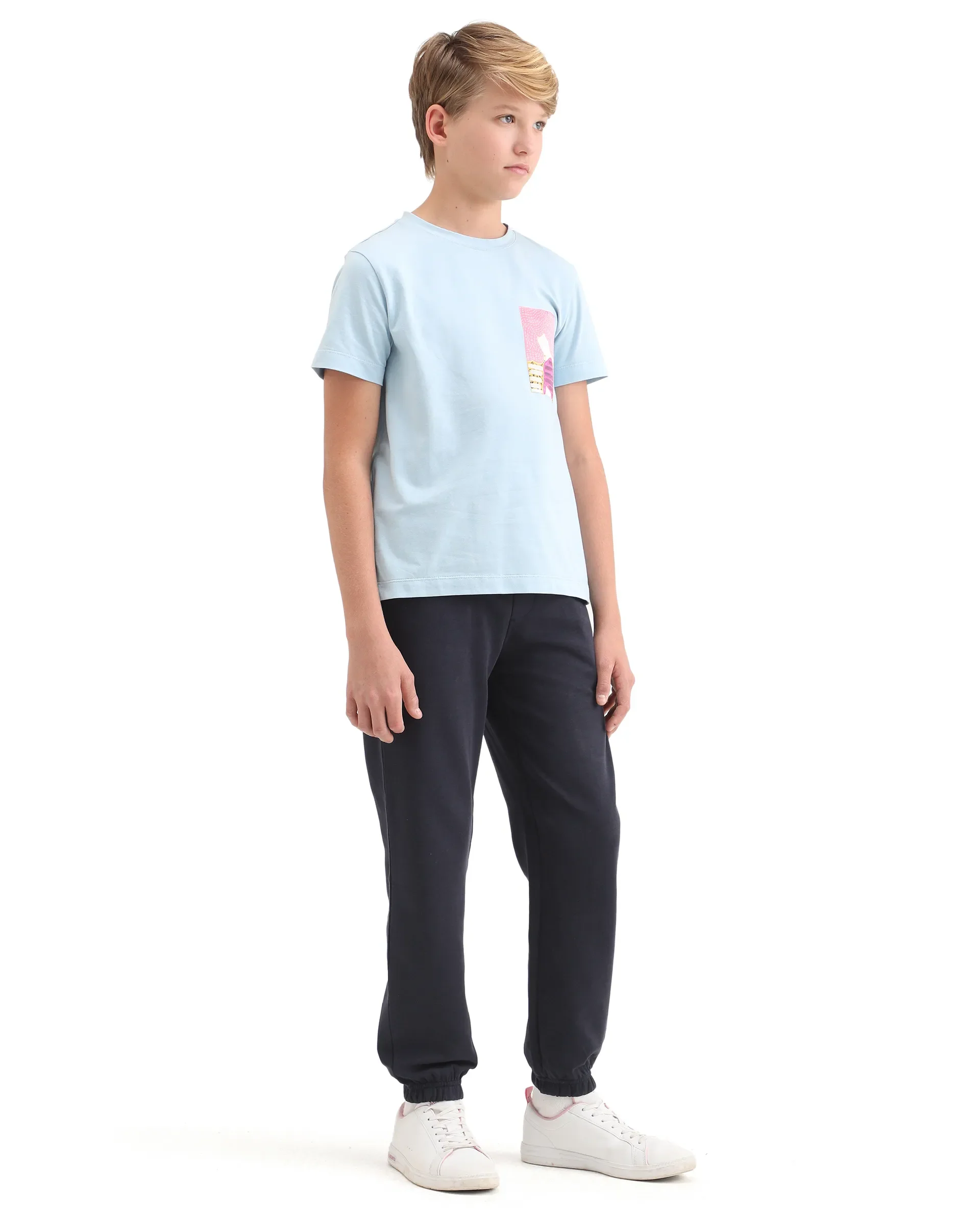 Rare Ones Kids Raven-B Navy Cotton Blend Drawstring Closure Pigment Print Regular Fit Trackpant - Image 6