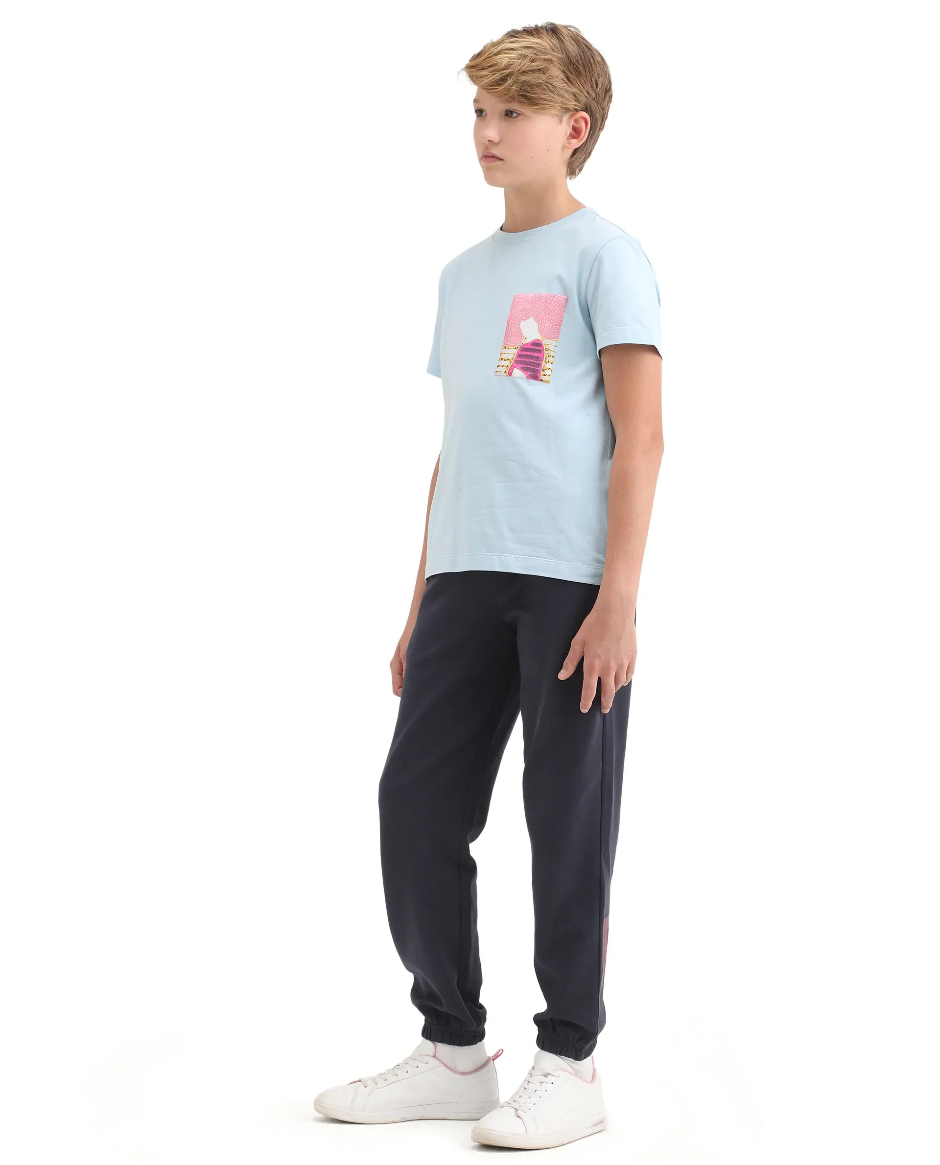 Rare Ones Kids Raven-B Navy Cotton Blend Drawstring Closure Pigment Print Regular Fit Trackpant - Image 7