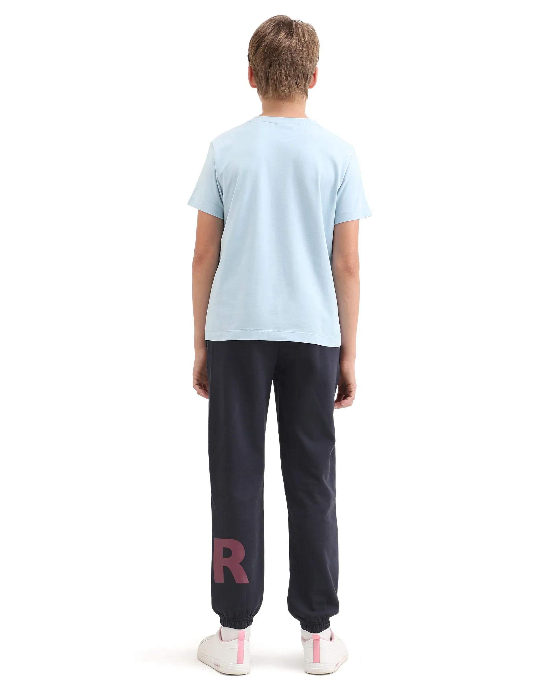 Rare Ones Kids Raven-B Navy Cotton Blend Drawstring Closure Pigment Print Regular Fit Trackpant - Image 8