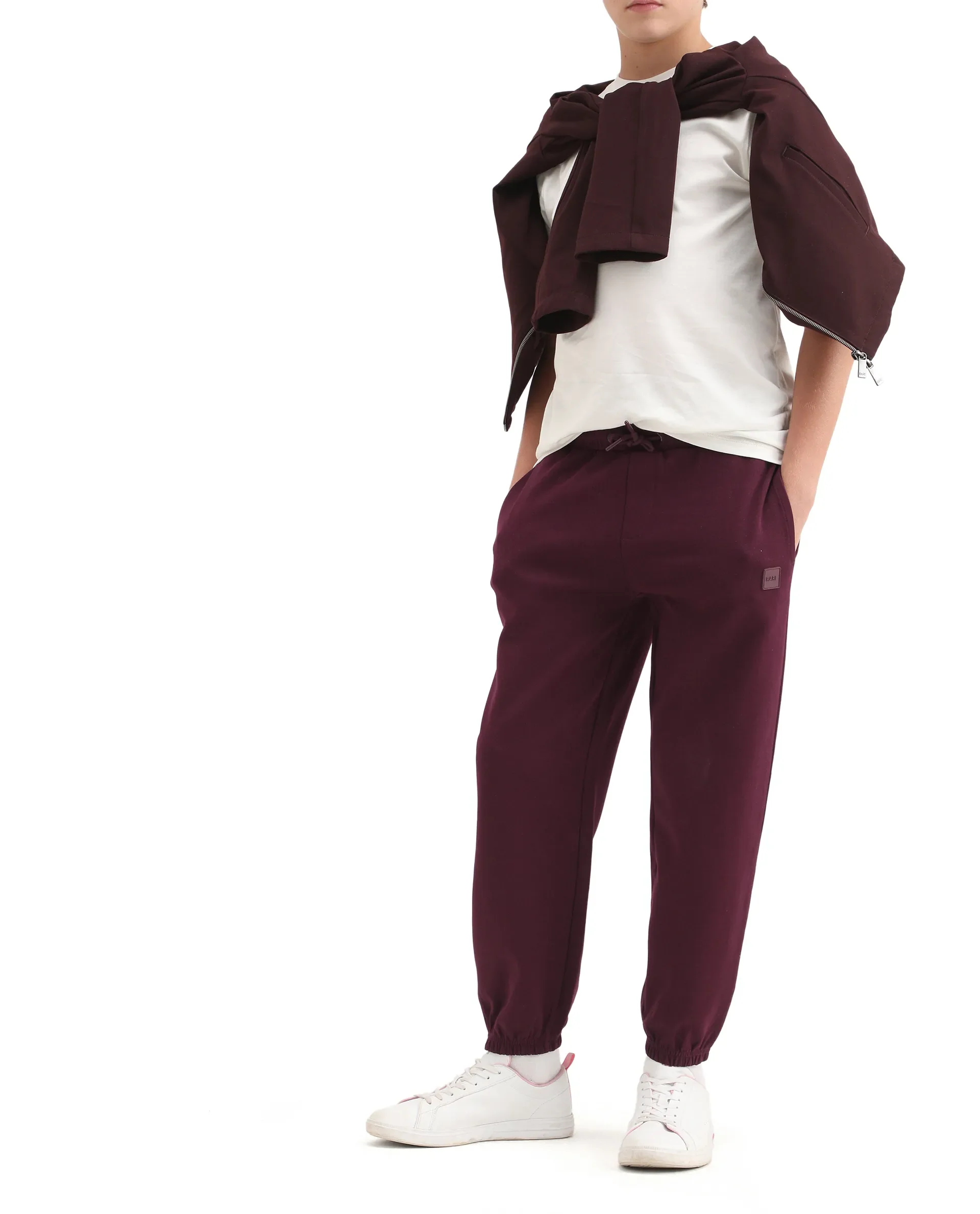 Rare Ones Kids Rune-B Dark Maroon Cotton Blend Drawstring Closure Solid Jogger Fit Trackpant - Image 2