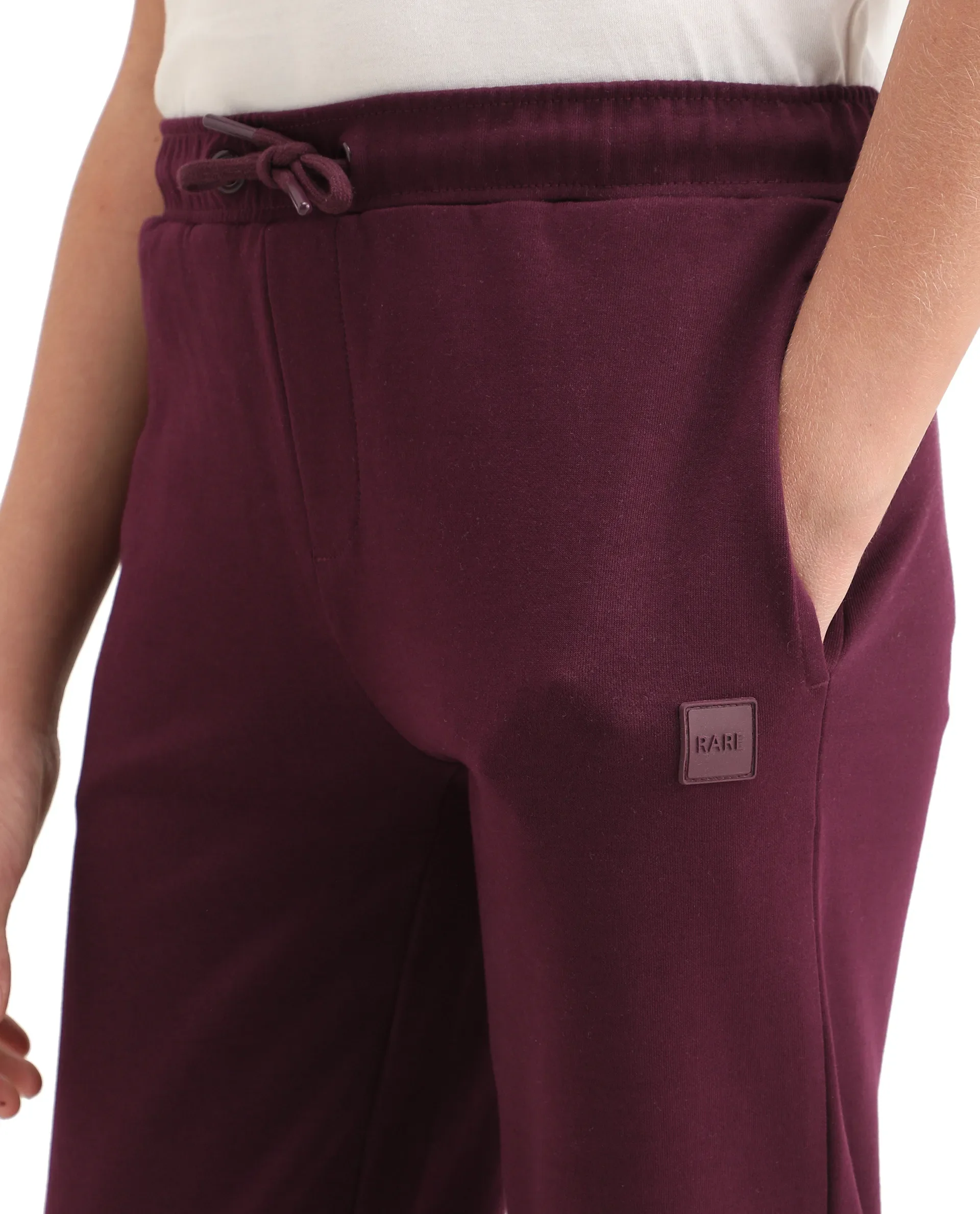 Rare Ones Kids Rune-B Dark Maroon Cotton Blend Drawstring Closure Solid Jogger Fit Trackpant - Image 3