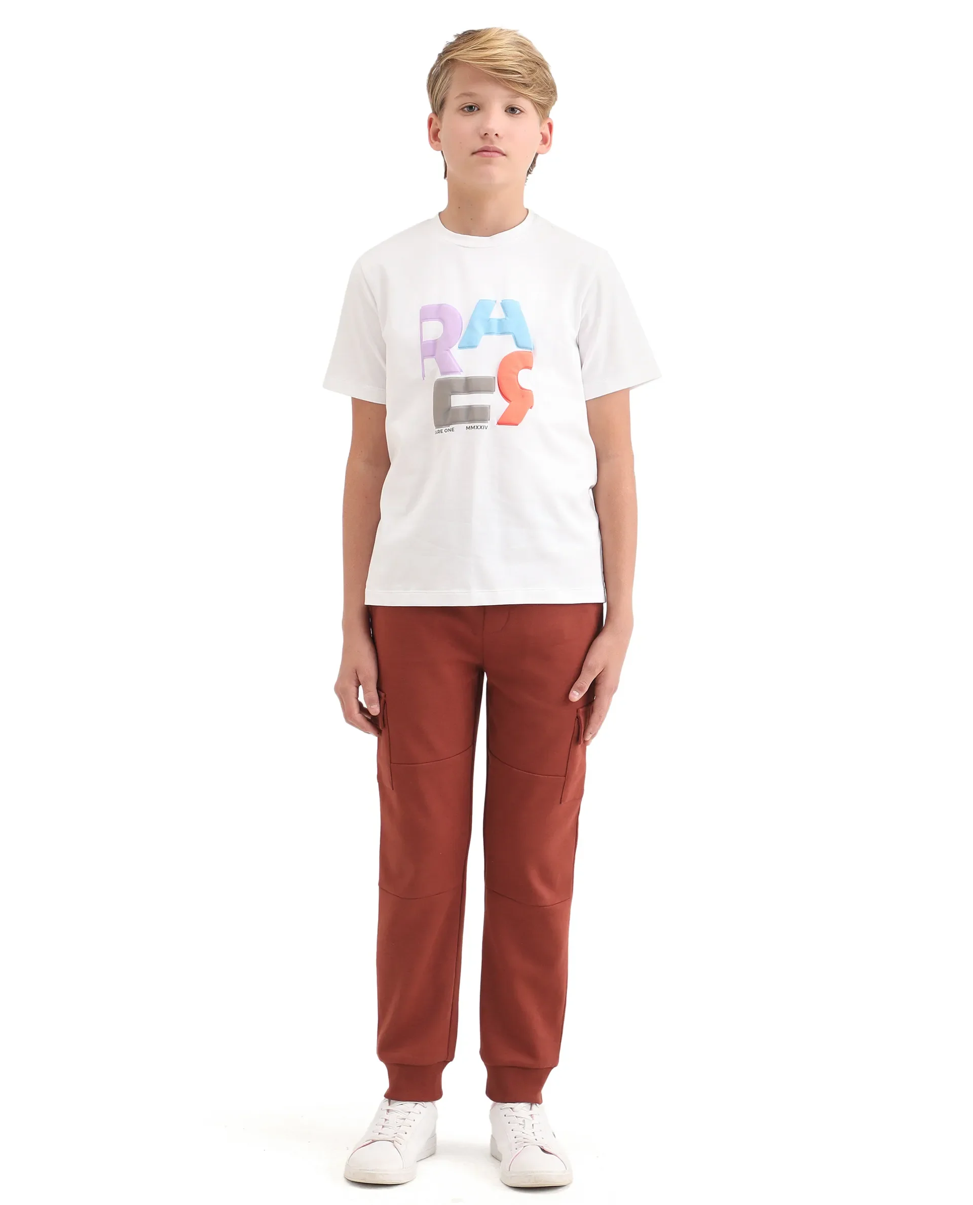 Rare Ones Kids Sym-B Rust Cotton Blend Plain Jogger Fit Trackpant - Image 4