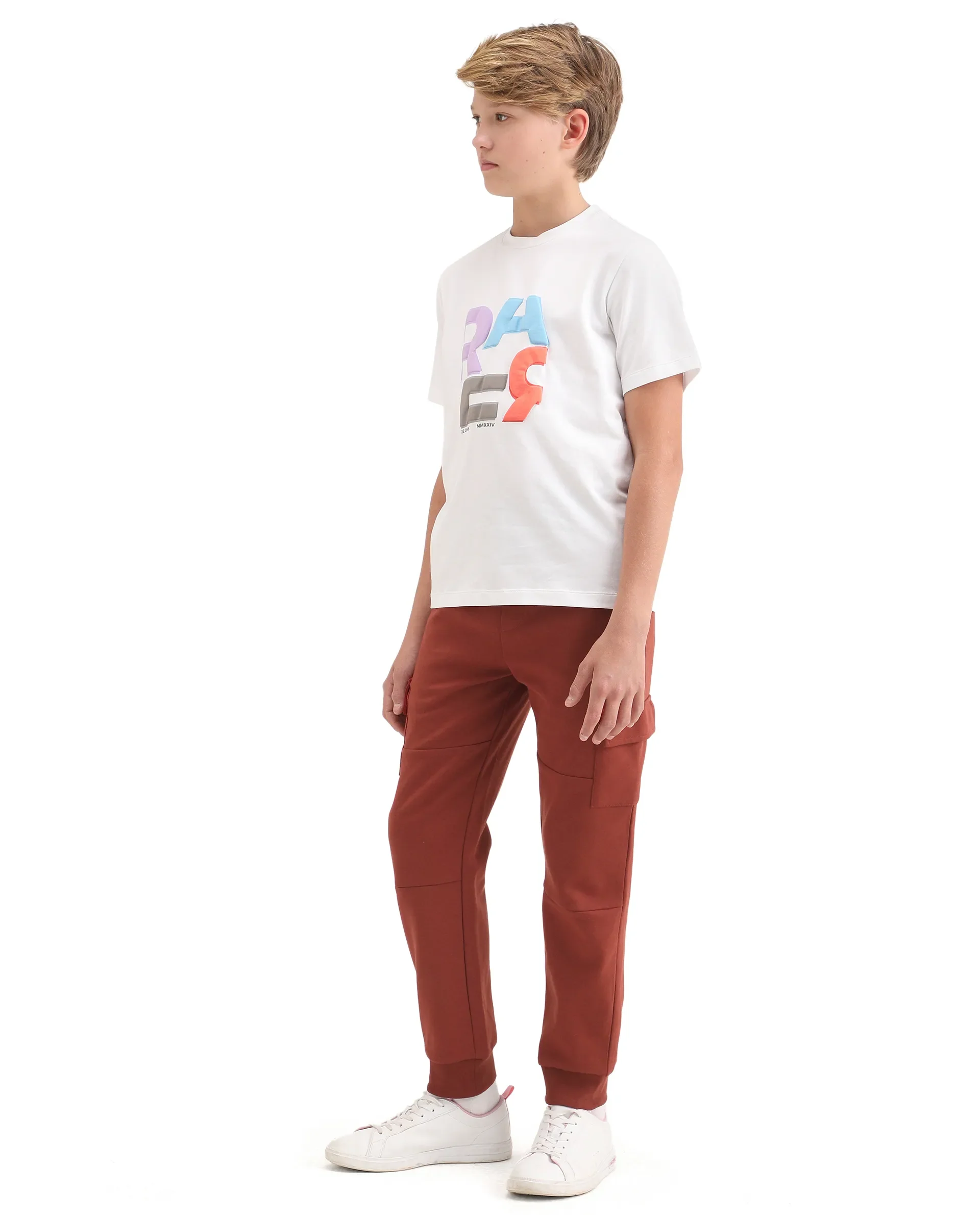 Rare Ones Kids Sym-B Rust Cotton Blend Plain Jogger Fit Trackpant - Image 5
