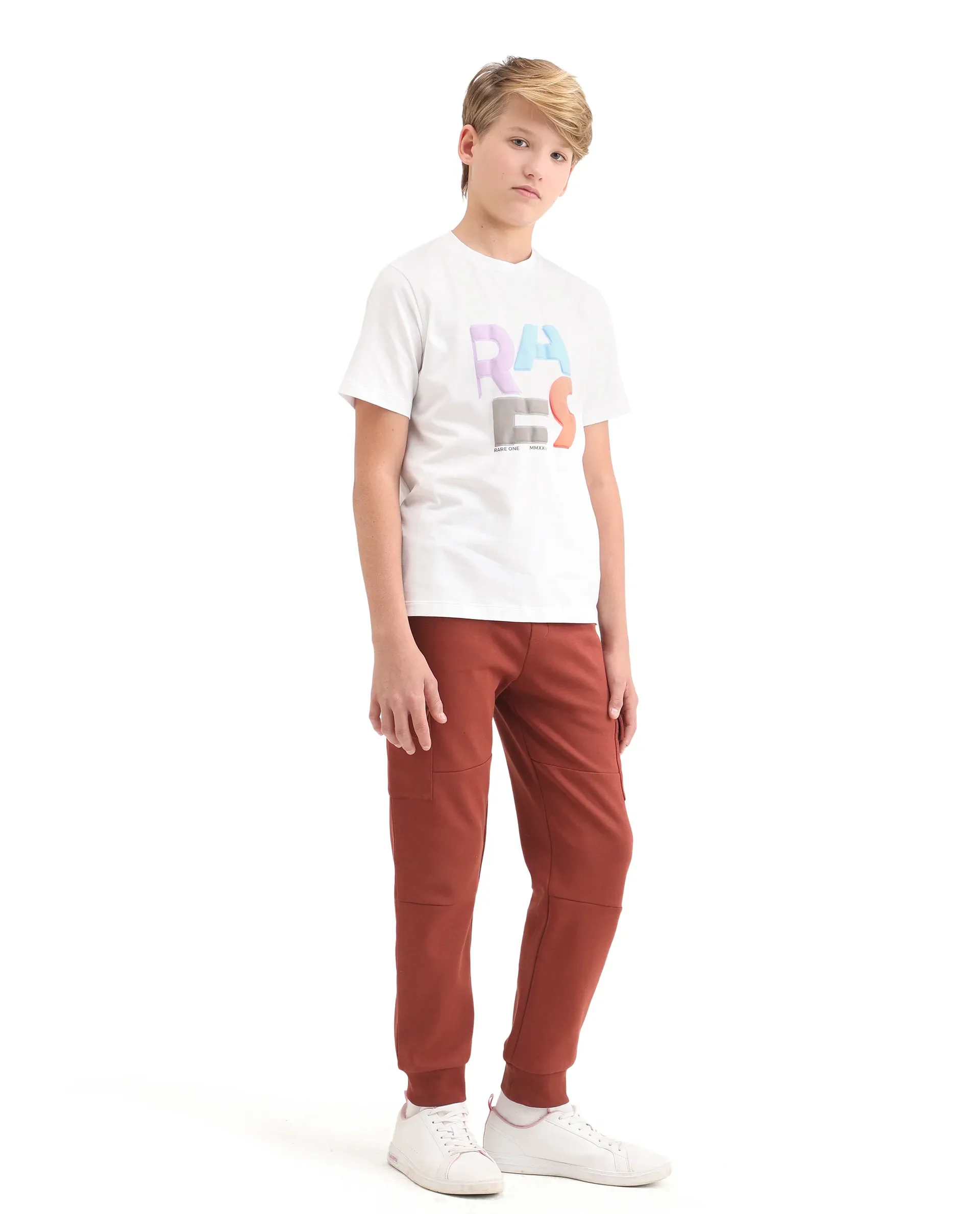 Rare Ones Kids Sym-B Rust Cotton Blend Plain Jogger Fit Trackpant - Image 6