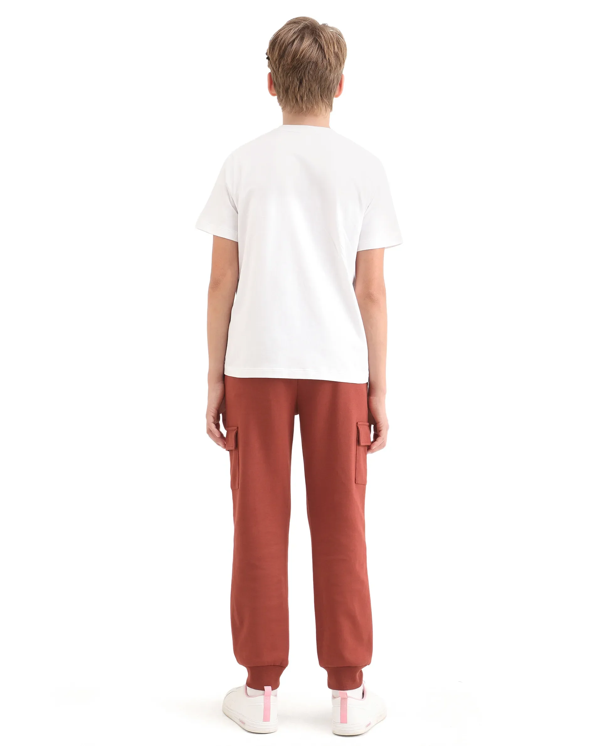 Rare Ones Kids Sym-B Rust Cotton Blend Plain Jogger Fit Trackpant - Image 7