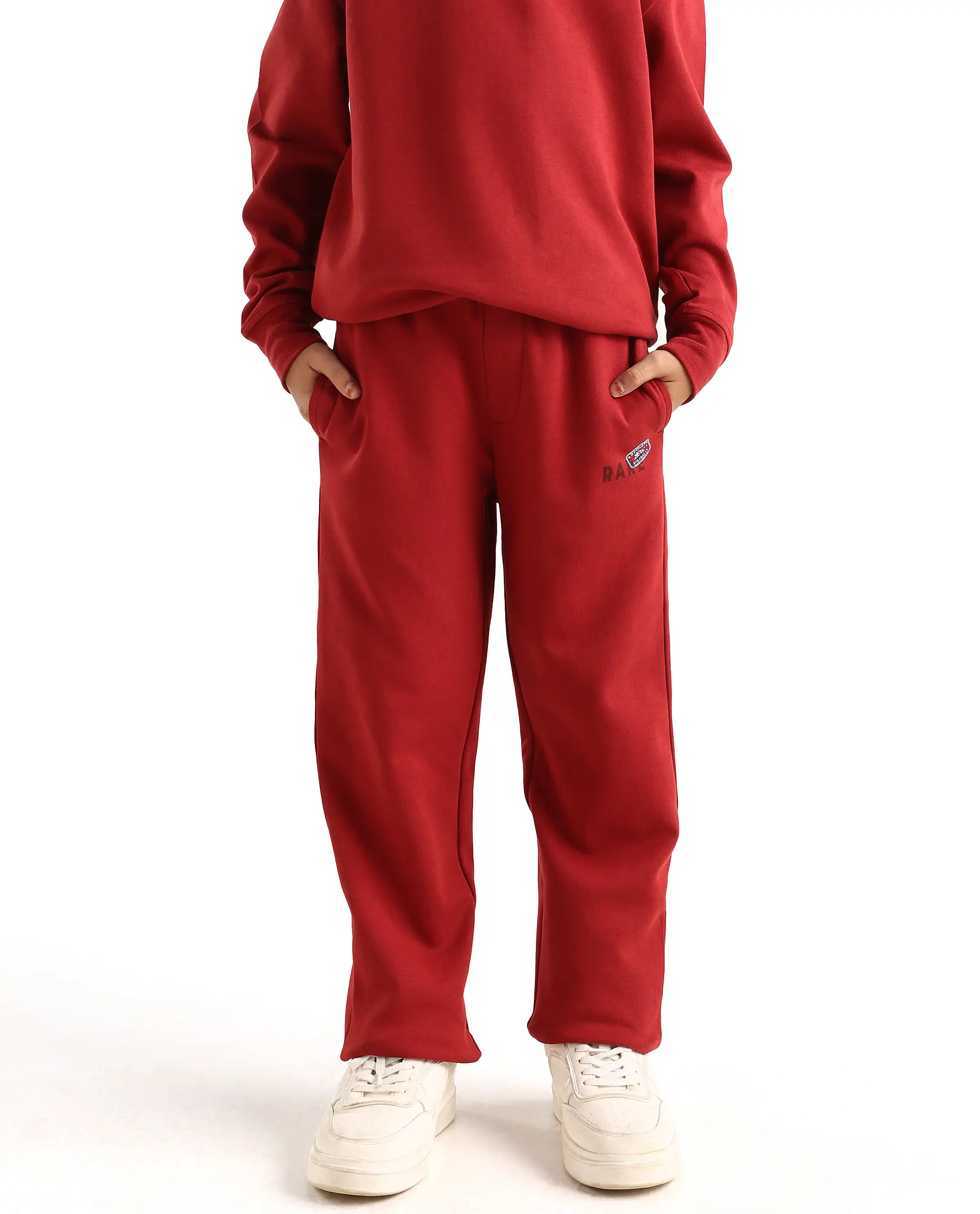 Rare Ones Kids Waro-B Dark Red Cotton Blend Printed Straight Fit Trackpant - Image 2