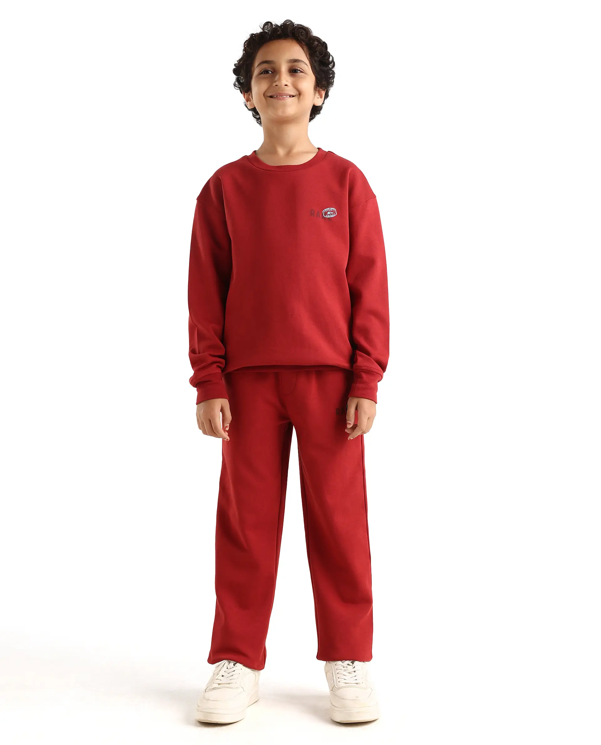 Rare Ones Kids Waro-B Dark Red Cotton Blend Printed Straight Fit Trackpant - Image 3