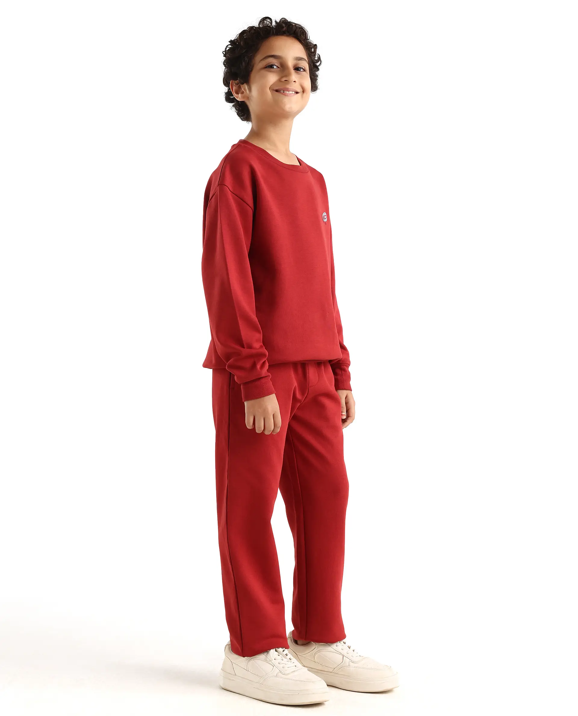 Rare Ones Kids Waro-B Dark Red Cotton Blend Printed Straight Fit Trackpant - Image 6
