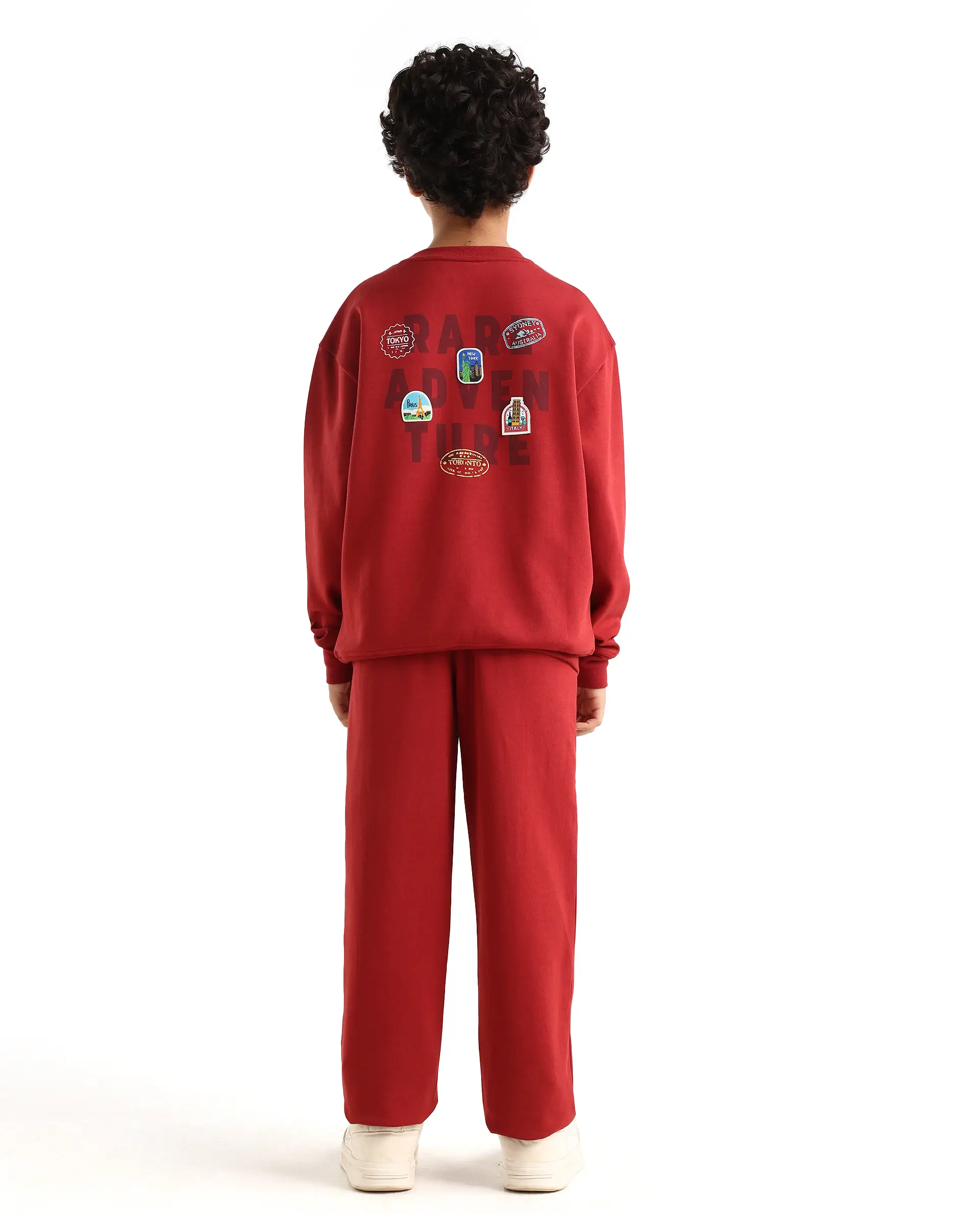 Rare Ones Kids Waro-B Dark Red Cotton Blend Printed Straight Fit Trackpant - Image 7