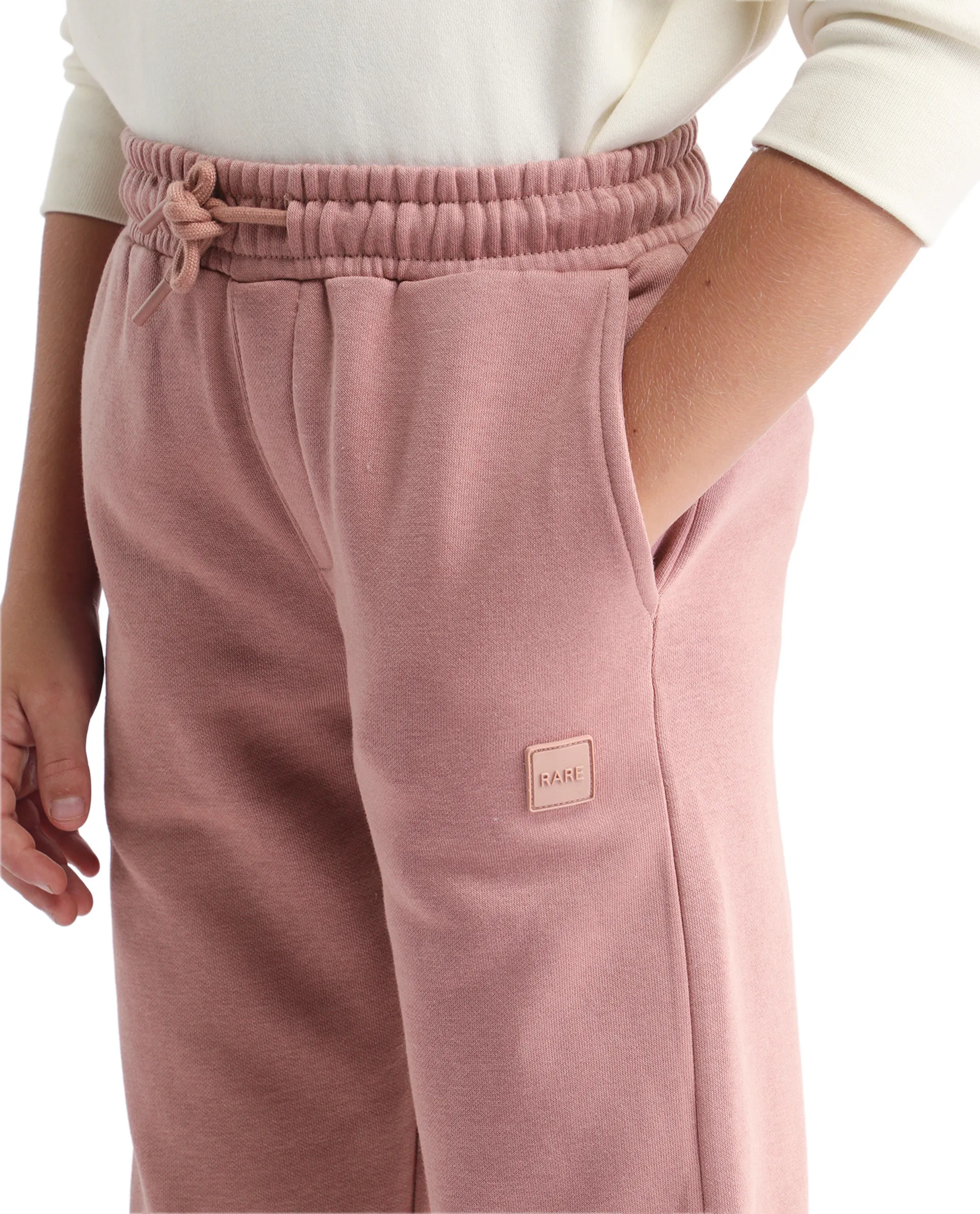 Rare Ones Kids Zaid-B Dusky Pink Cotton Blend Plain Regular Fit Trackpant - Image 3