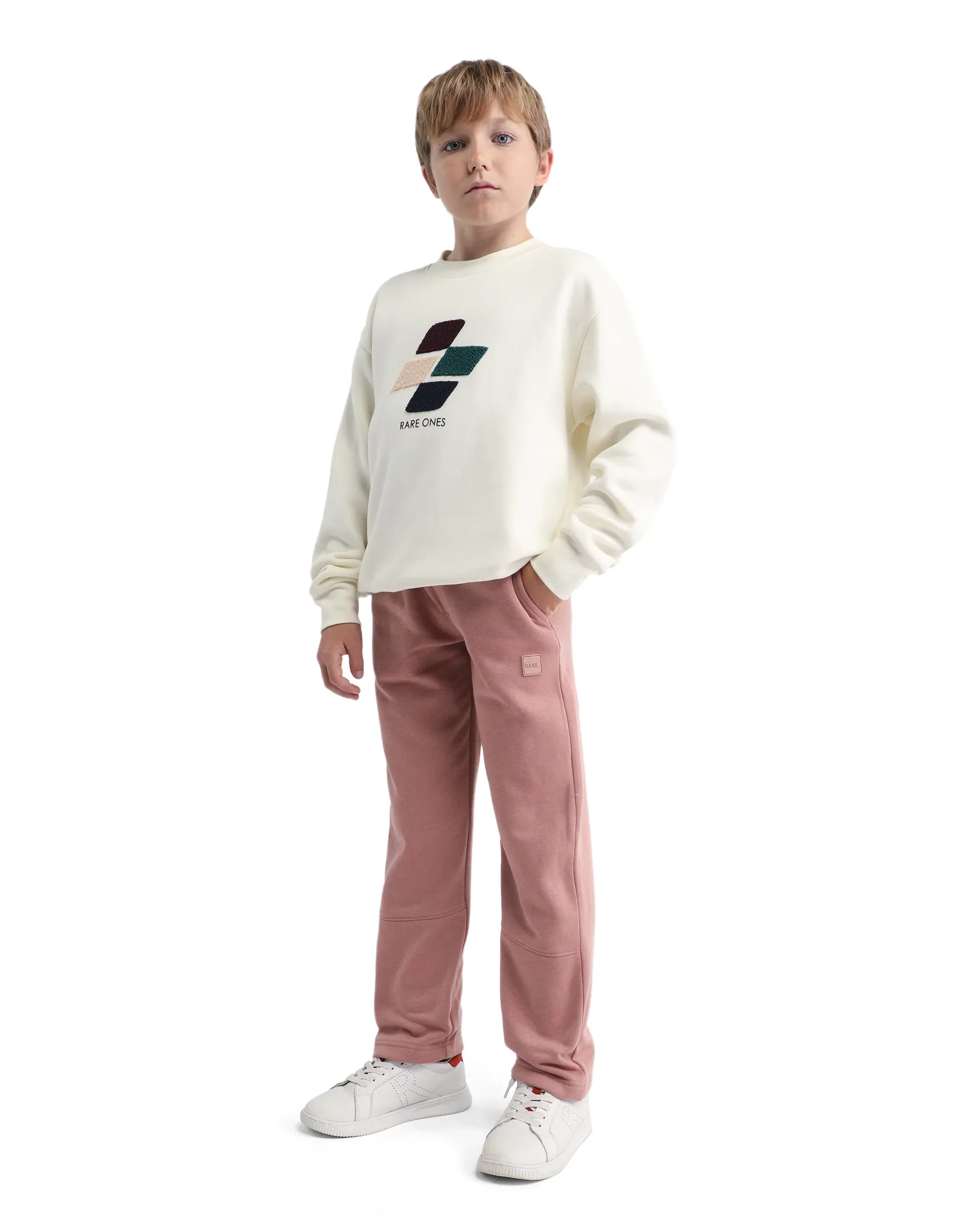 Rare Ones Kids Zaid-B Dusky Pink Cotton Blend Plain Regular Fit Trackpant - Image 5