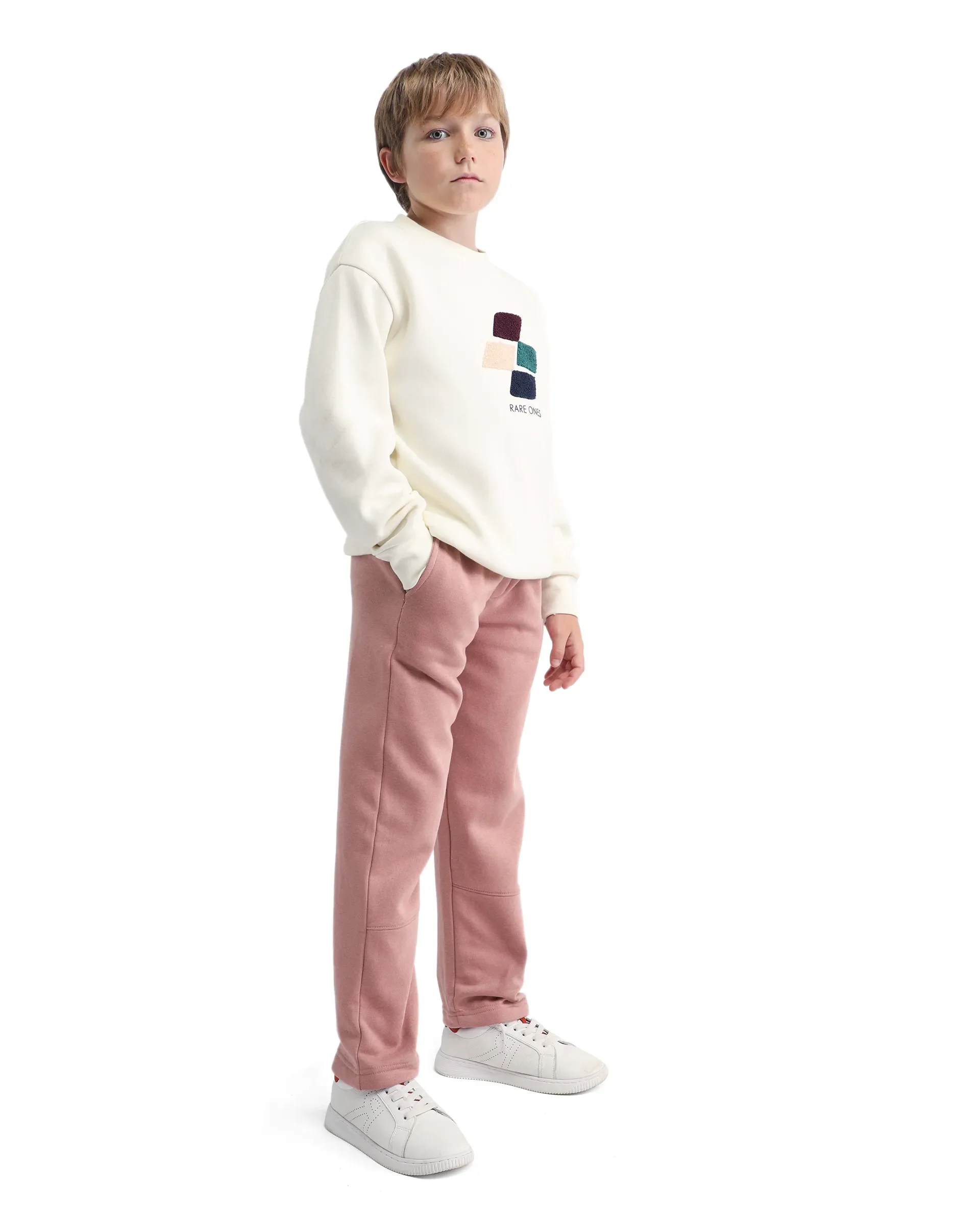 Rare Ones Kids Zaid-B Dusky Pink Cotton Blend Plain Regular Fit Trackpant - Image 6