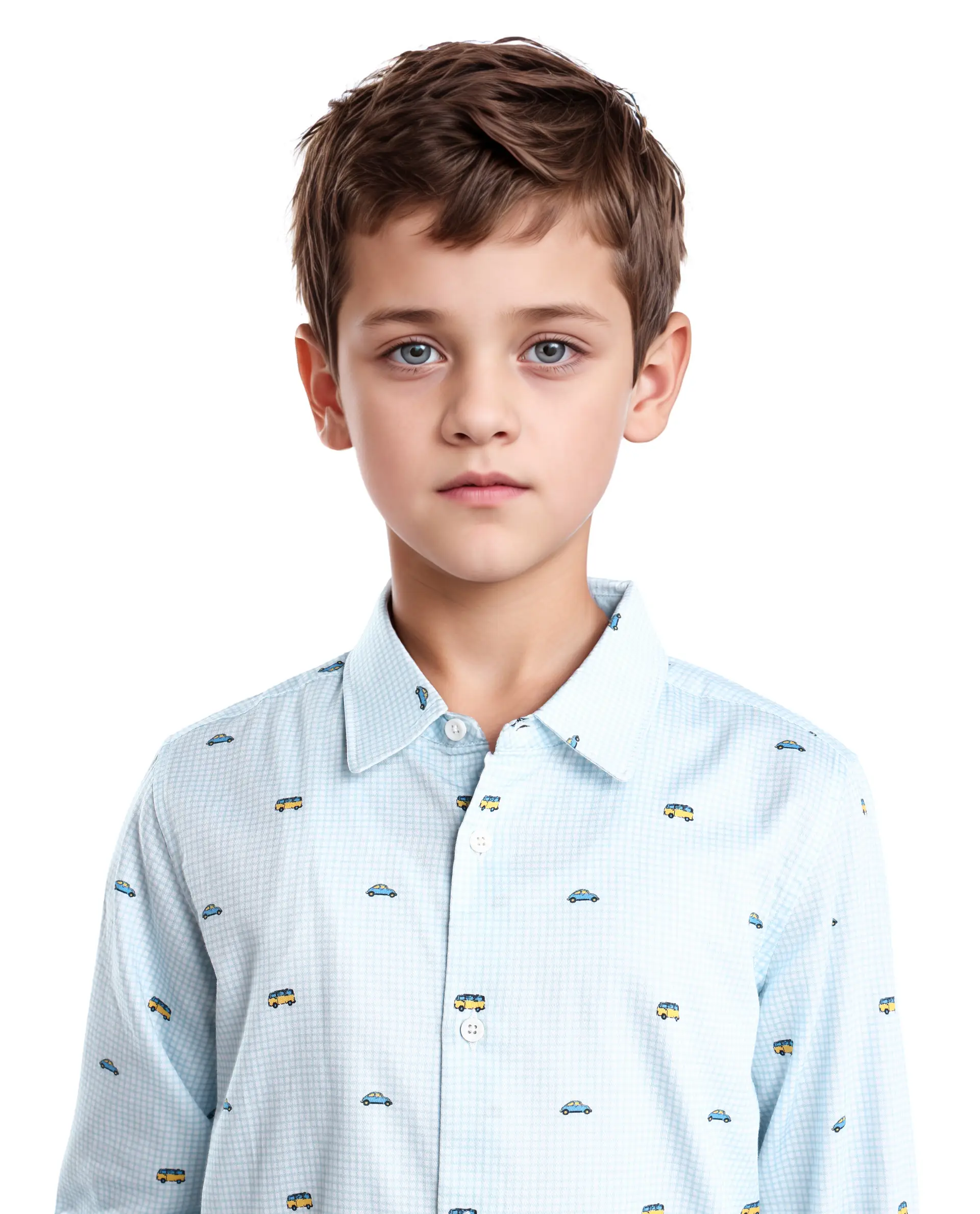 Rare Ones Kids Traf Light Blue Cotton Blend Printed Button Closure Regular Fit Shirt - Image 4