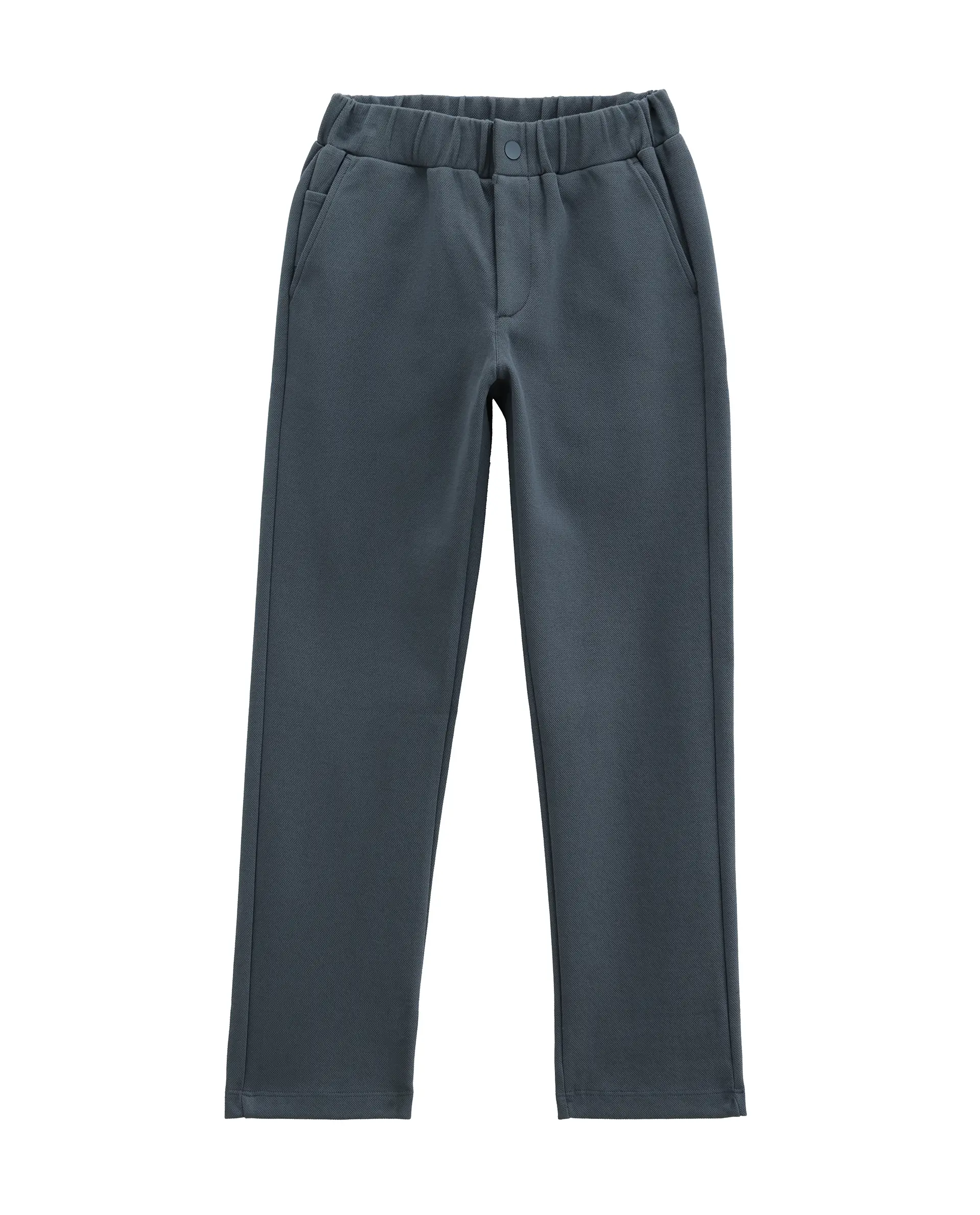 Rare Ones Kids Aura Dusky Blue Cotton Fabric Button And Zipper Closure Straight Fit Trouser - Image 2