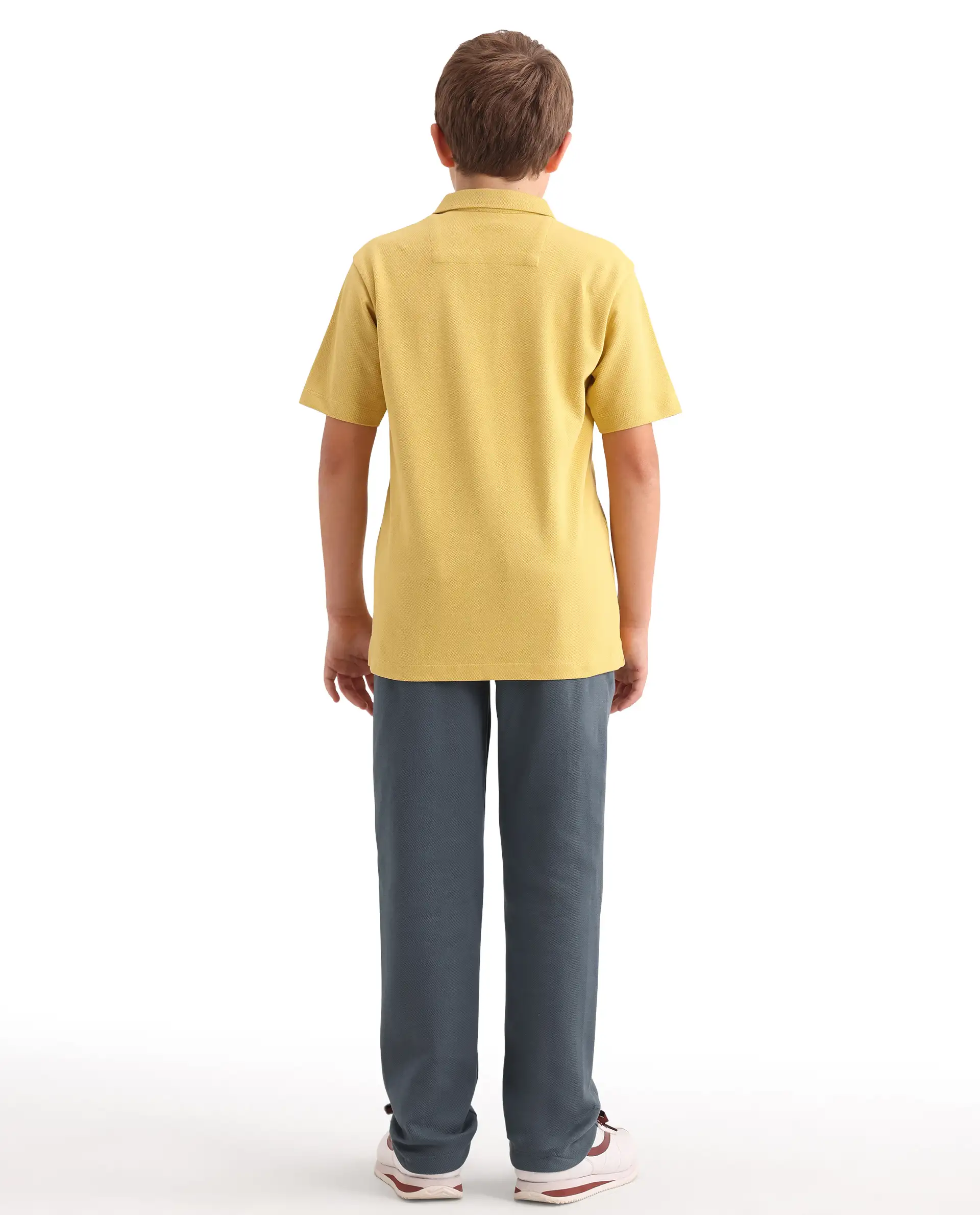 Rare Ones Kids Aura Dusky Blue Cotton Fabric Button And Zipper Closure Straight Fit Trouser - Image 8