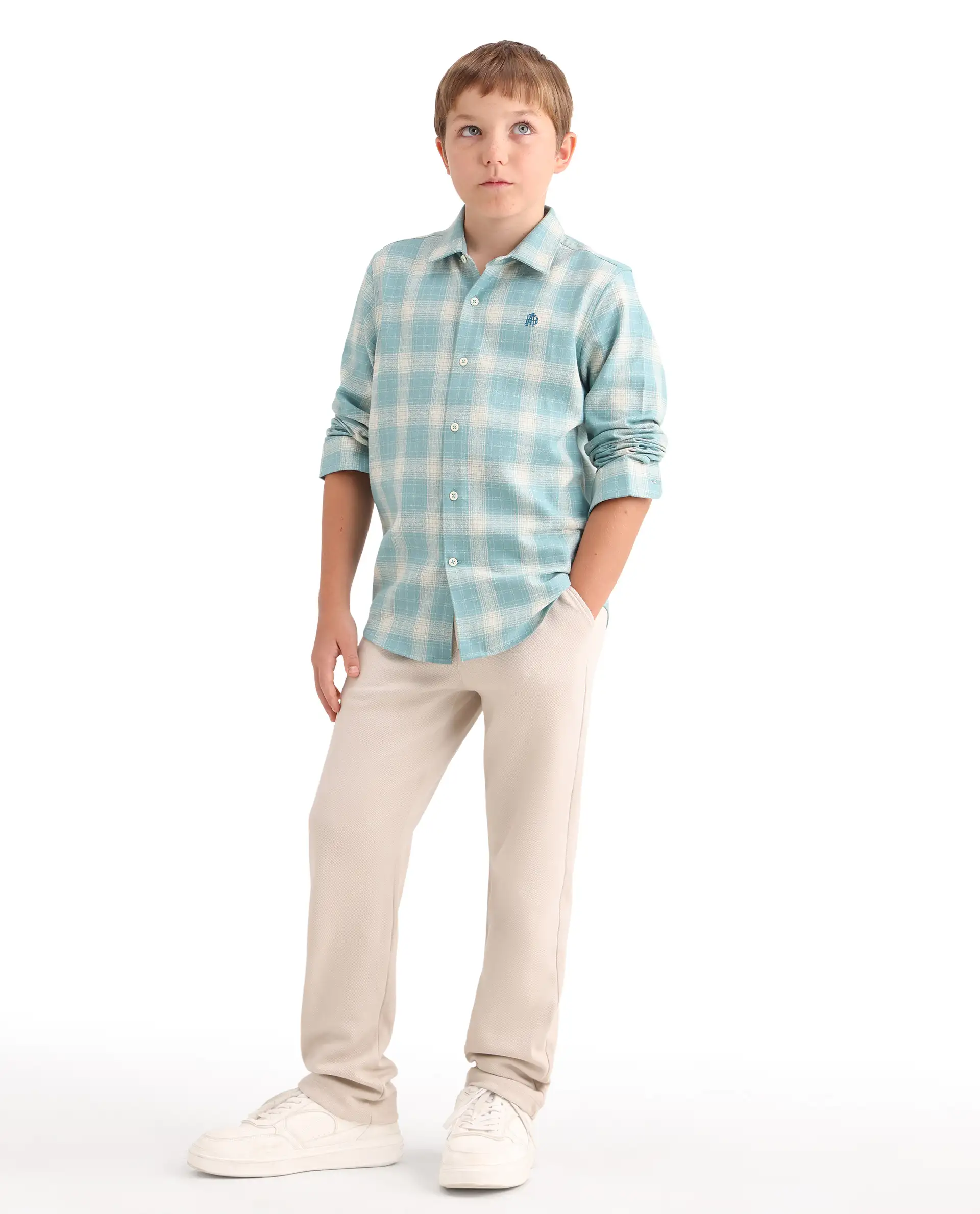 Rare Ones Kids Aura Off White Cotton Fabric Button And Zipper Closure Straight Fit Trouser - Image 6